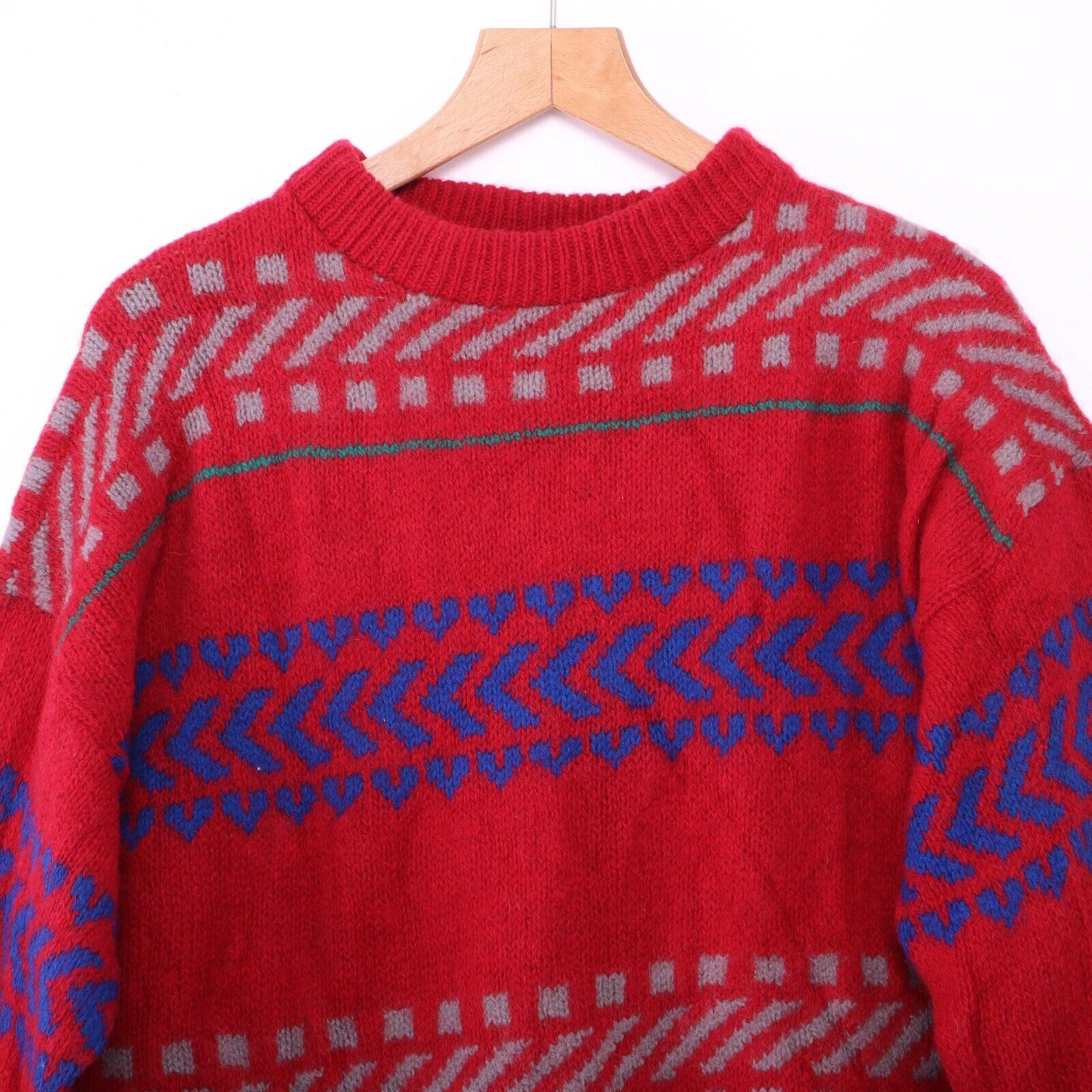 Pendleton Wool Knit Sweater Red Crewneck Size Large 90s
