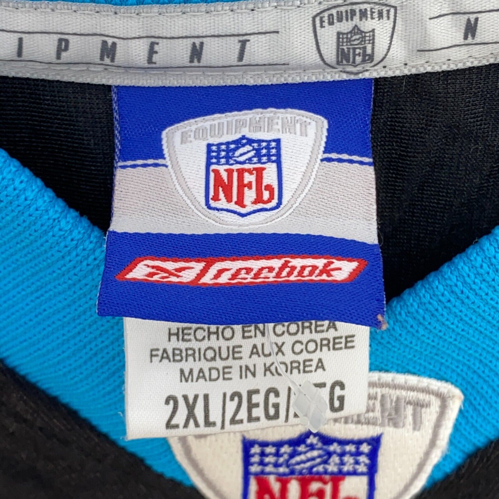 Vintage Reebok Carolina Panthers NFL 77 Jenkins Black Jersey Size 2XL
