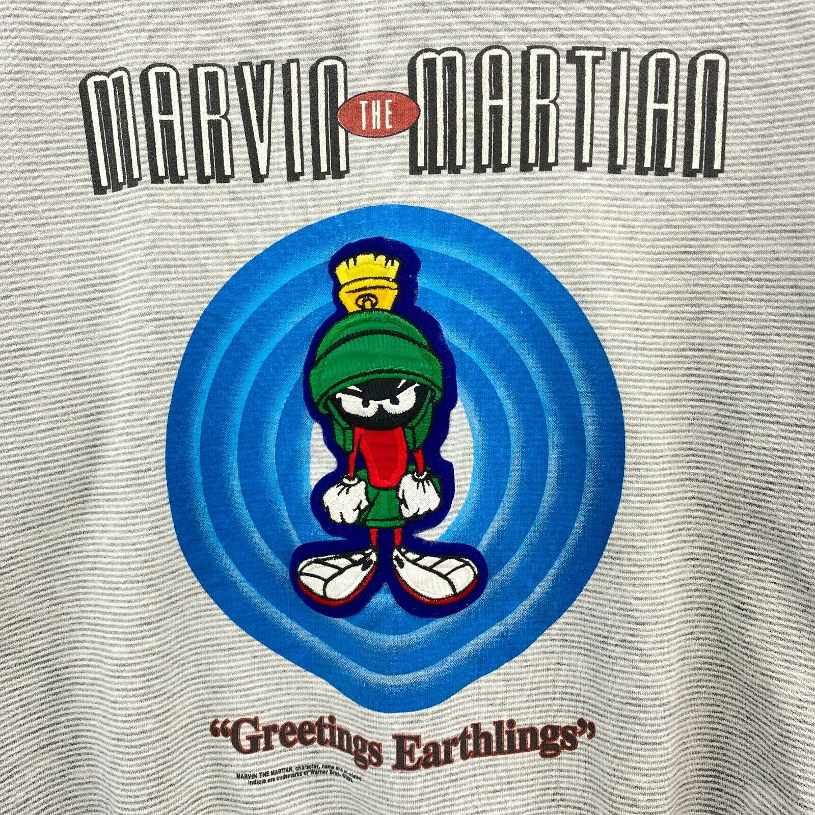 Marvin The Martian 1992 Warner Bros Striped High Neck Sweatshirt Size L