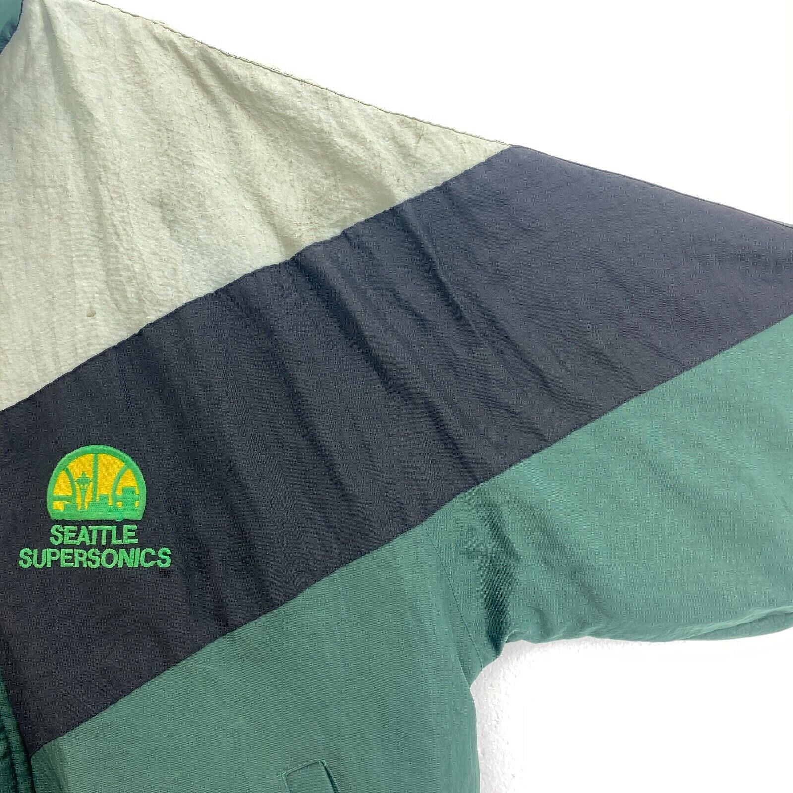 Seattle SuperSonics NBA Basketball Spell Out Full Zip Insulated Jacket Size L