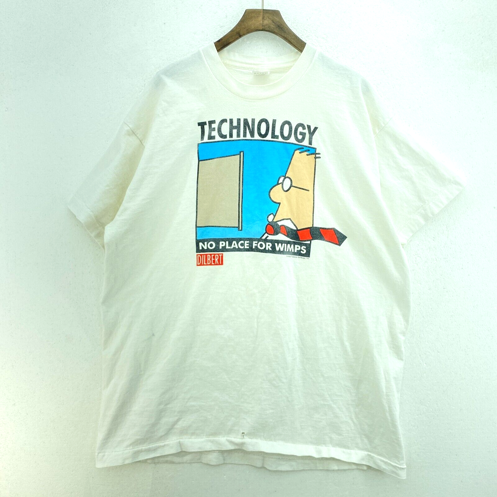 Dilbert Tecnology No Place for Wimps Single Stitch White T-Shirt Size XXL