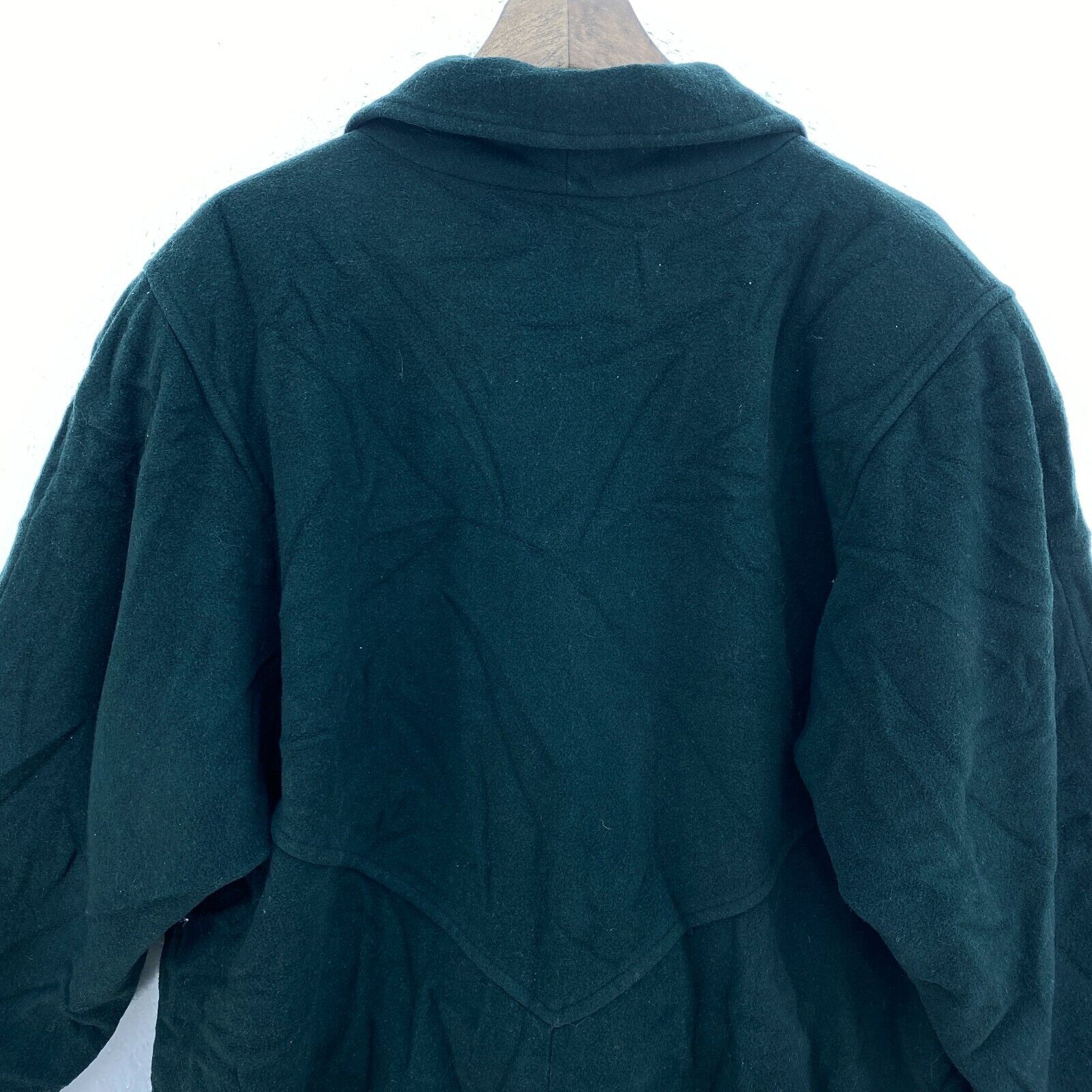 Vintage Wool Long Coat Green Long Jacket Double Breast Button Trench Coat