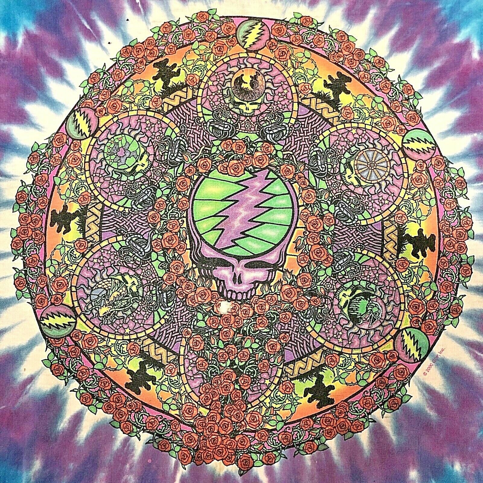 Grateful Dead Celtic Mandala 2000 Tie Dye T-shirt Size L Rock