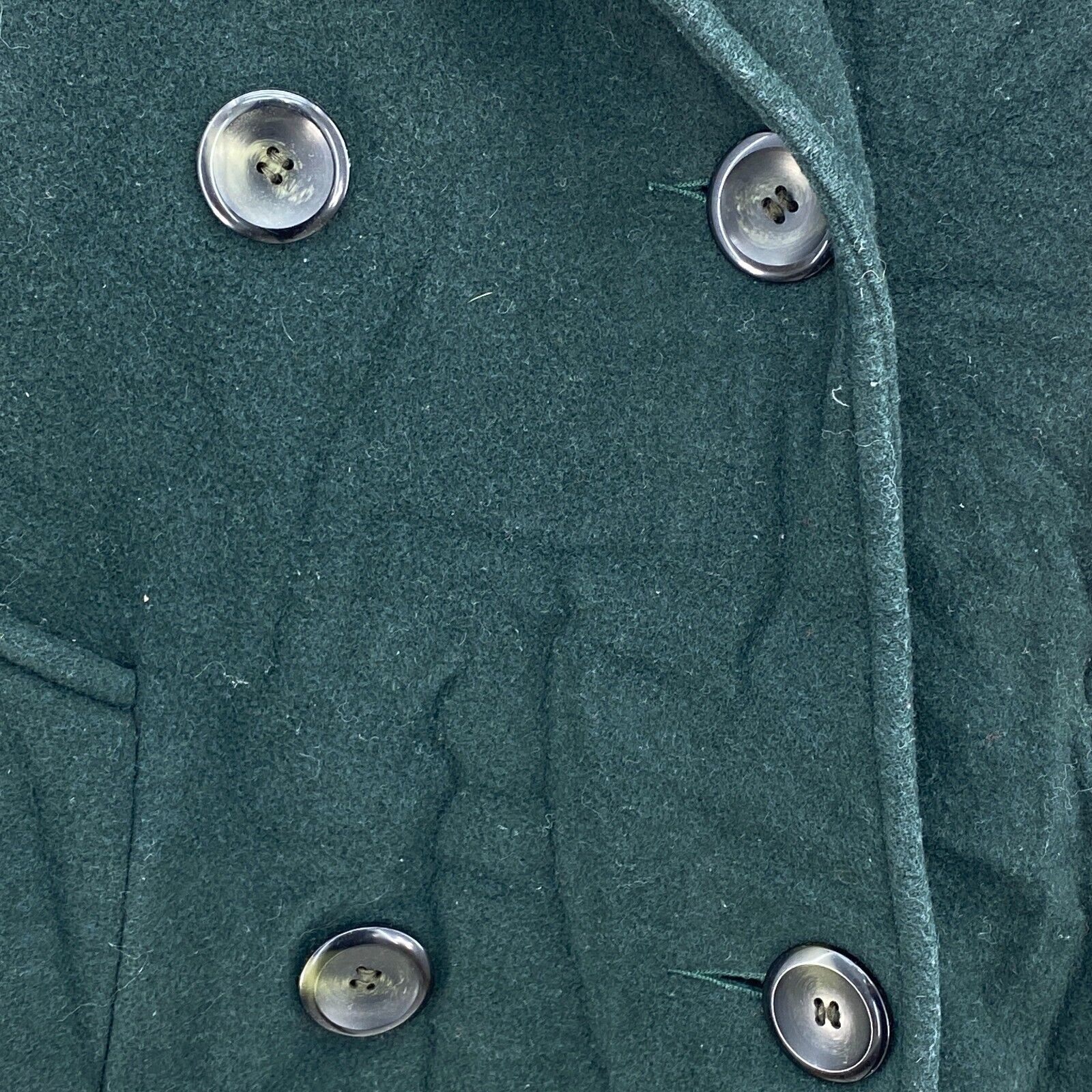 Vintage Wool Long Coat Green Long Jacket Double Breast Button Trench Coat