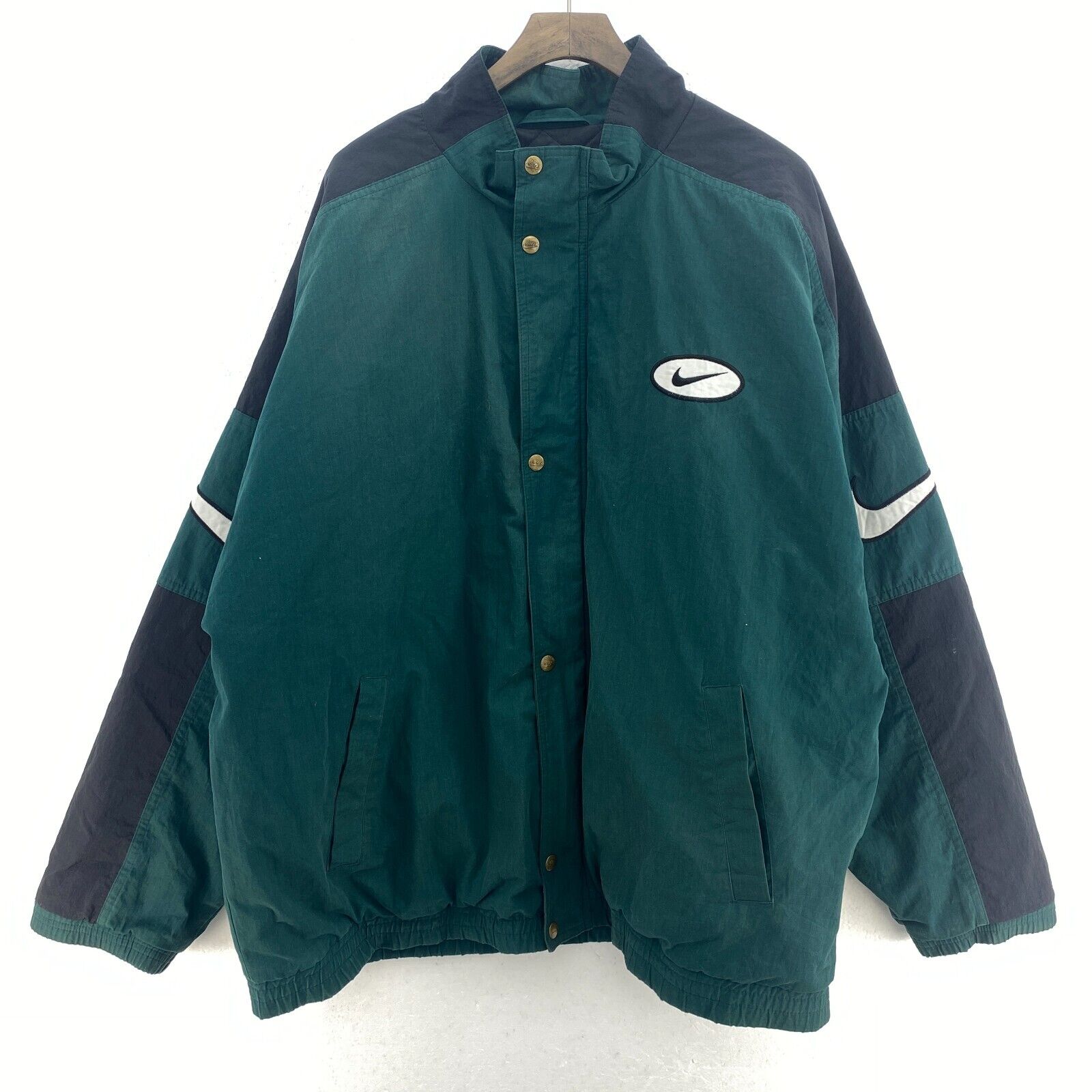 Nike Logo Full Zip Insulated Green Jacket Size XL