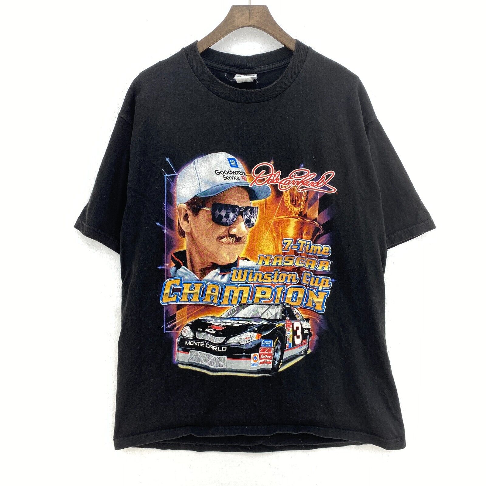 Vintage Chase Winston Cup Dale Earnhardth Black T-shirt Size L