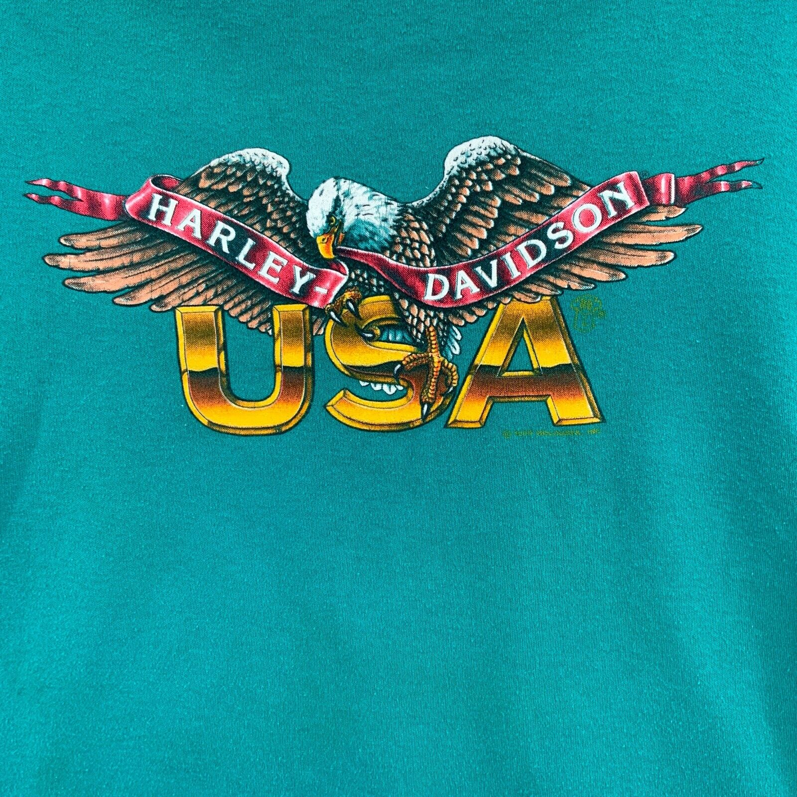 Harley Davidson Motorcycles Women's Biker T-shirt Sleeveless Green Size M 1990