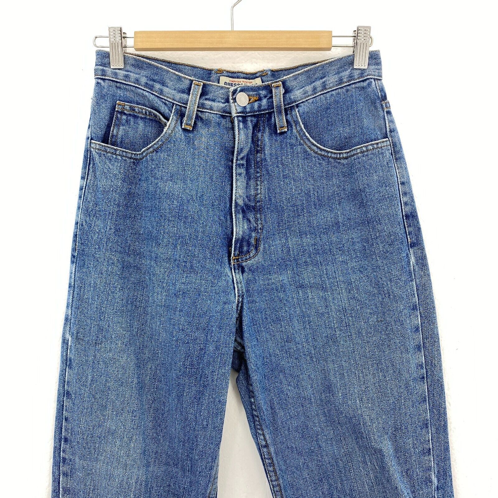 Guess Vintage Medium Wash Blue Slim Straight Jeans Size 28 x 29