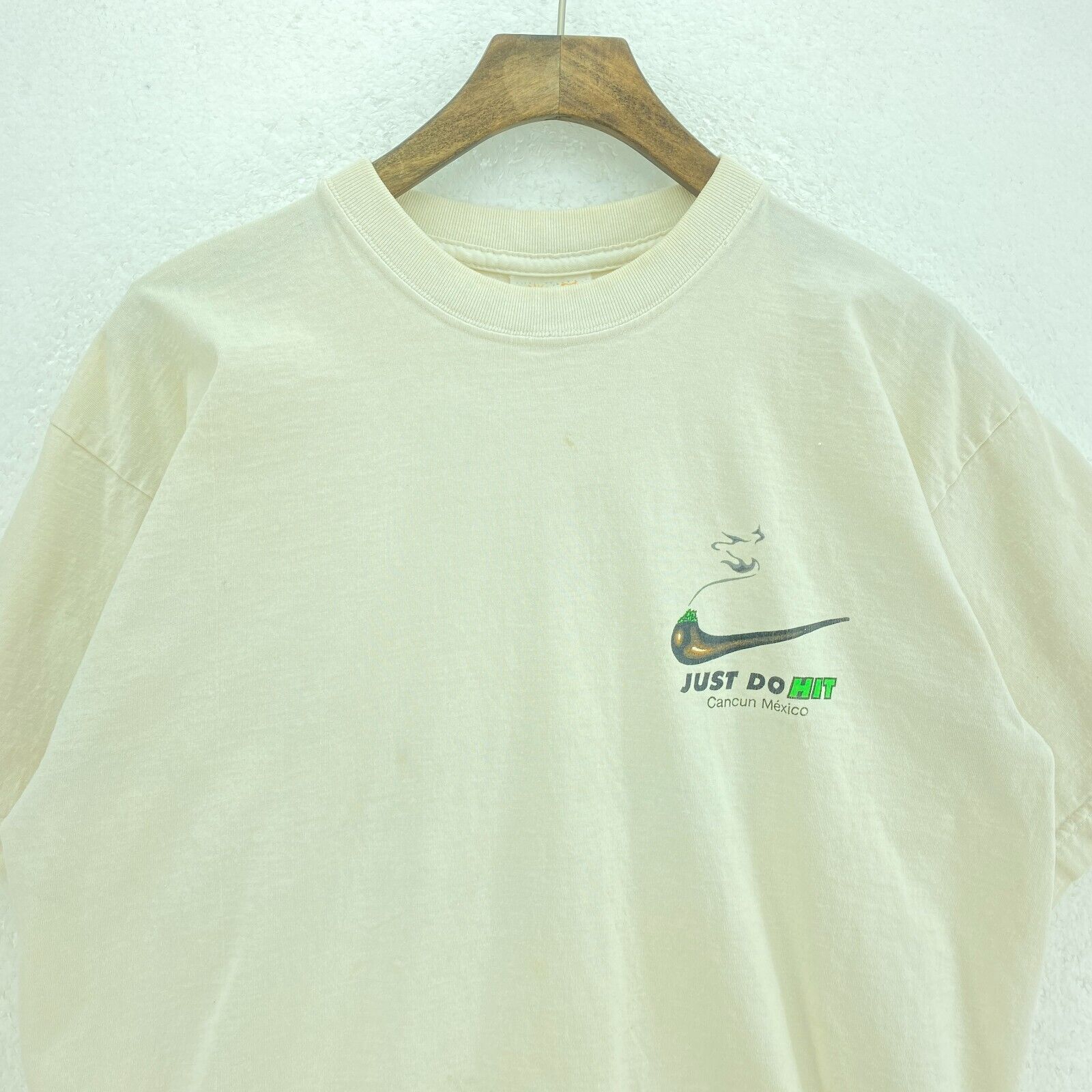 Just Do Hit Cancun Mexico Nike Logo Ivory T-shirt Size S
