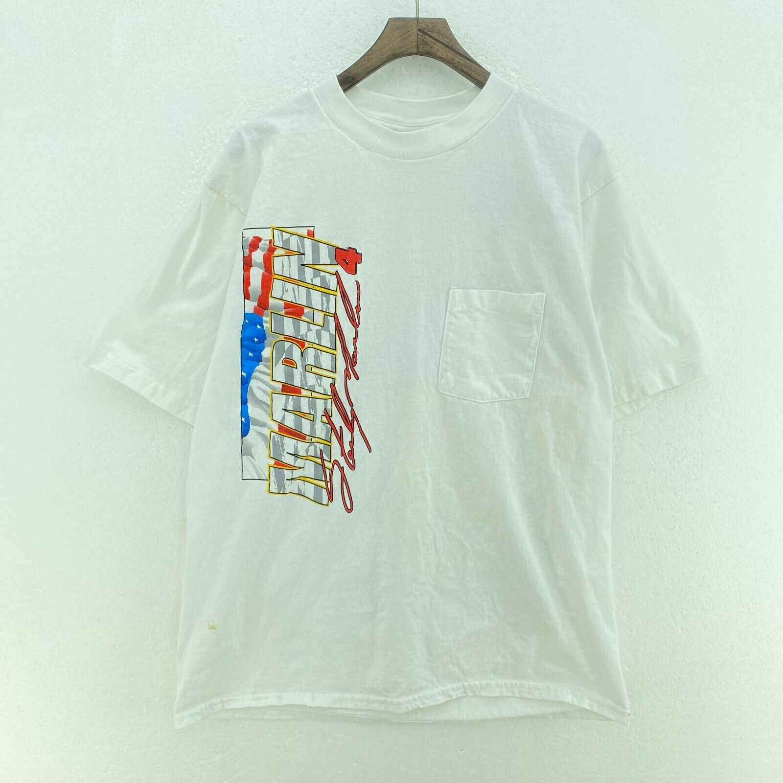 Vintage 90s Sterling Marlin #4 Kodak Film Racing T-shirt White Tee Size L