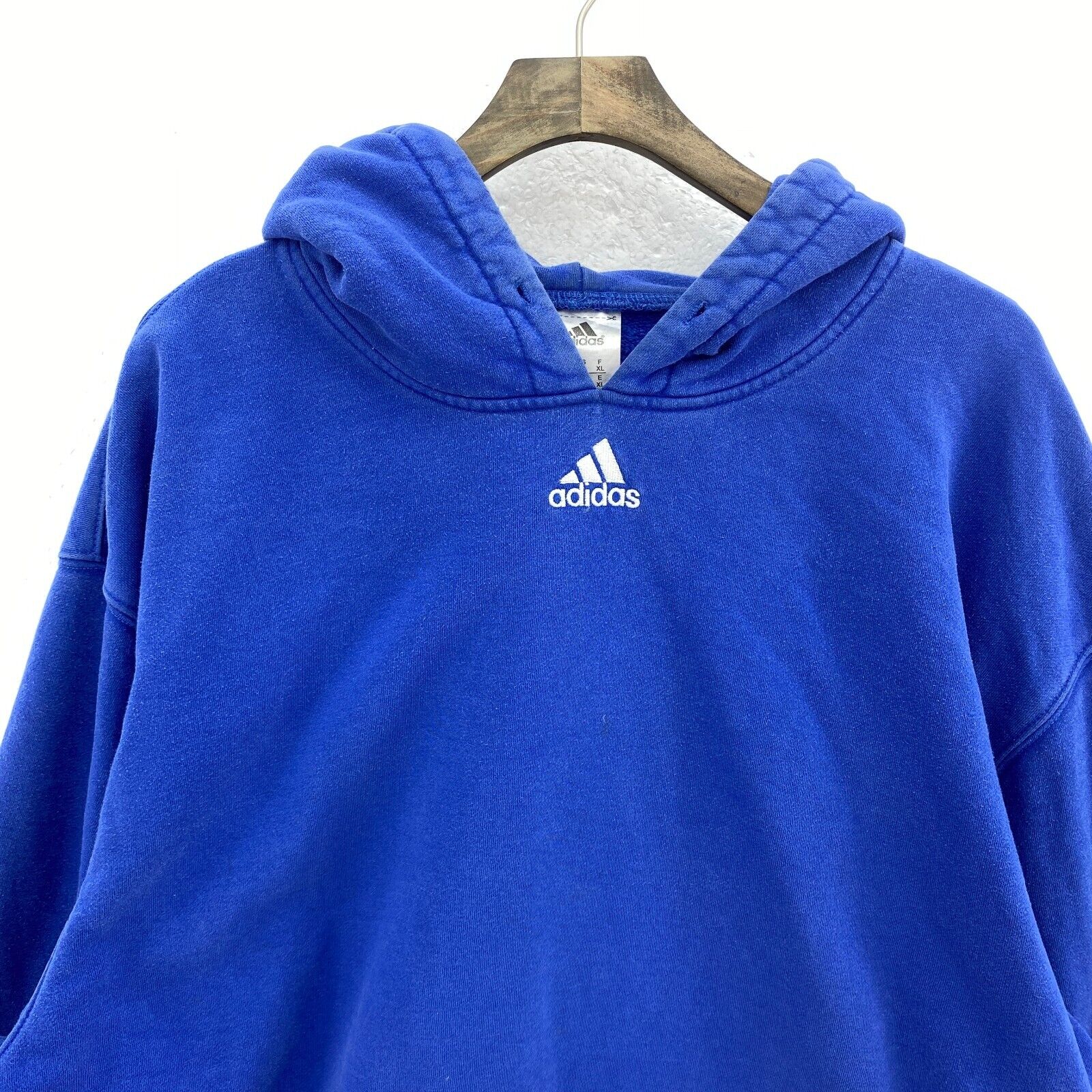 Adidas Embroidered Logo Blue Hoodie Pullover Size XL