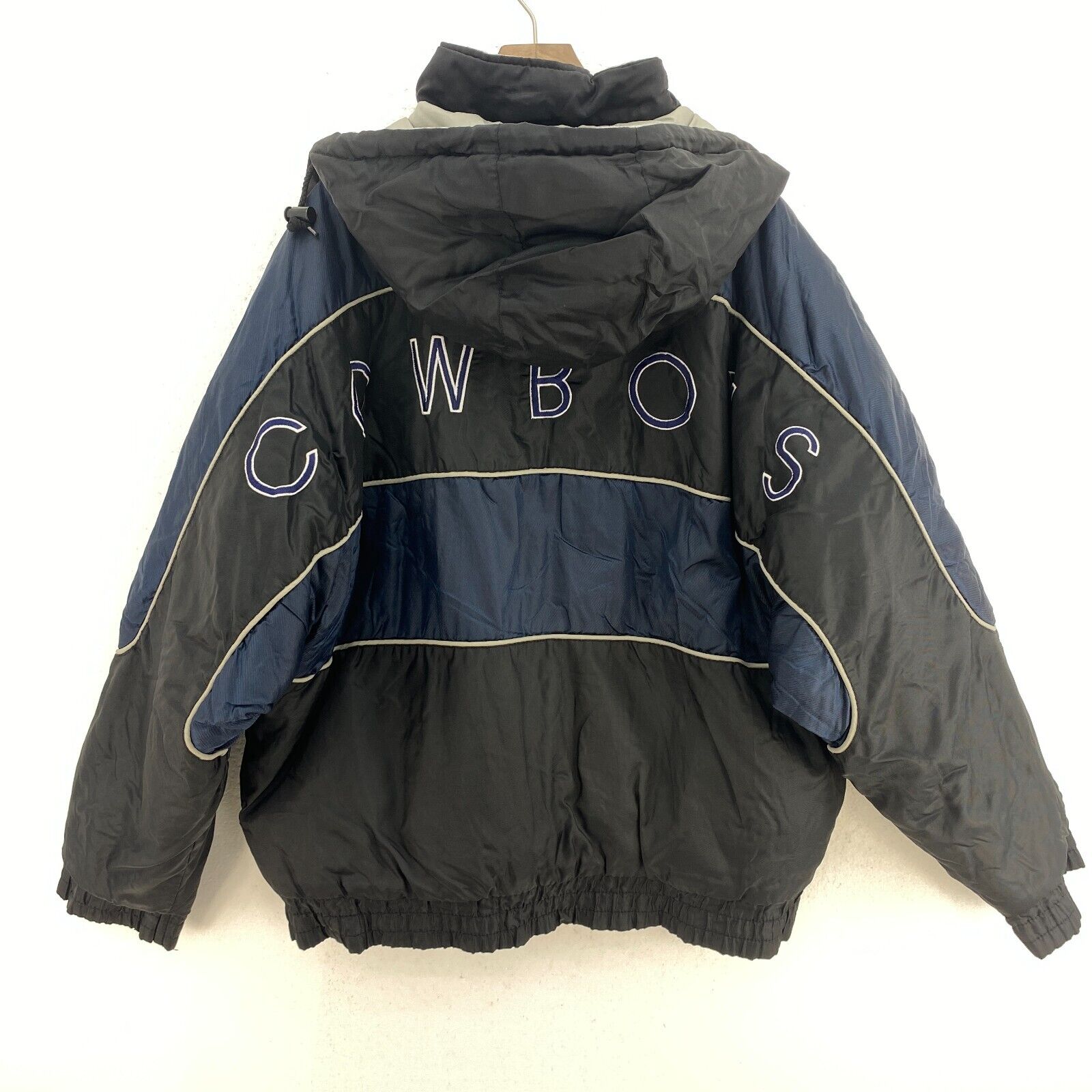 Dallas Cowboys NFL Insulated Full Zip Blue Hooded Jacket Size L Reversible