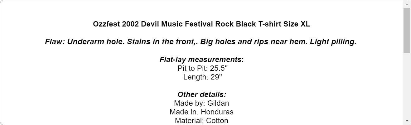 Ozzfest 2002 Devil Music Festival Rock Black T-shirt Size XL