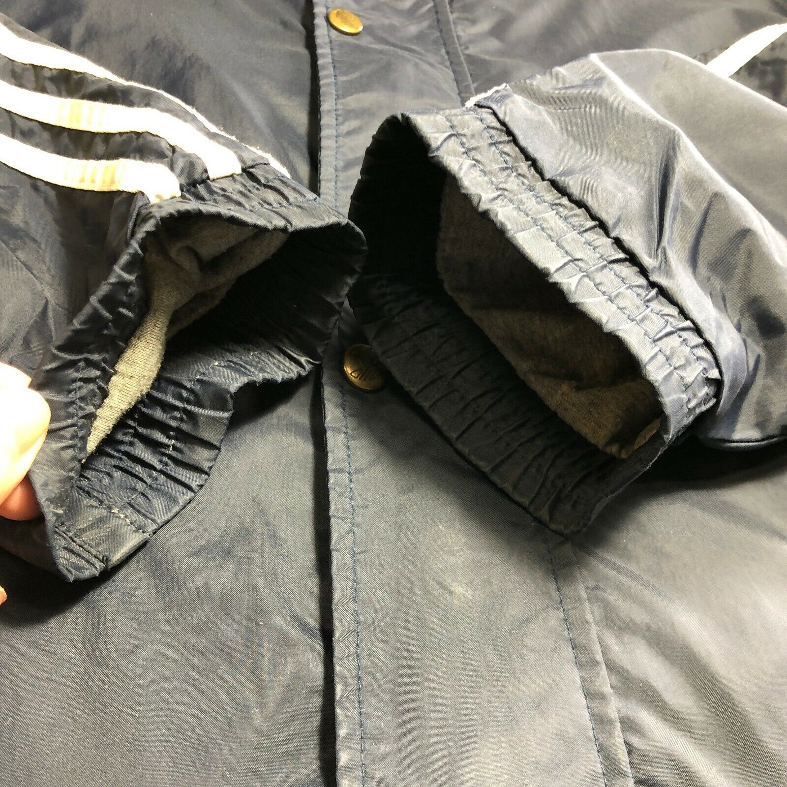 Adidas Original Blue Mid-length Nylon Jacket Full Zip Hooded Size M