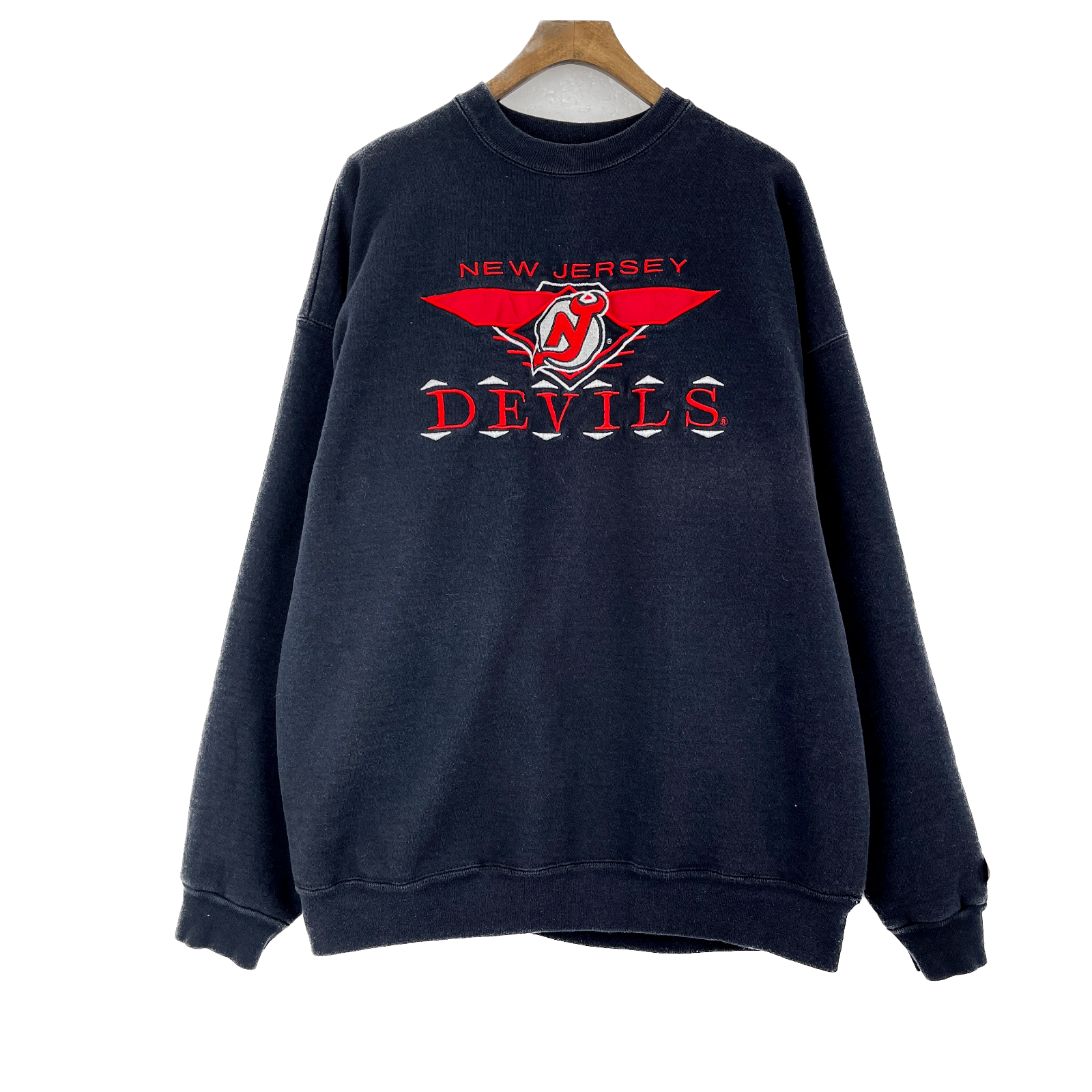 Vintage New Jersey Devils NHL Ice Hockey Black Sweatshirt Size XL