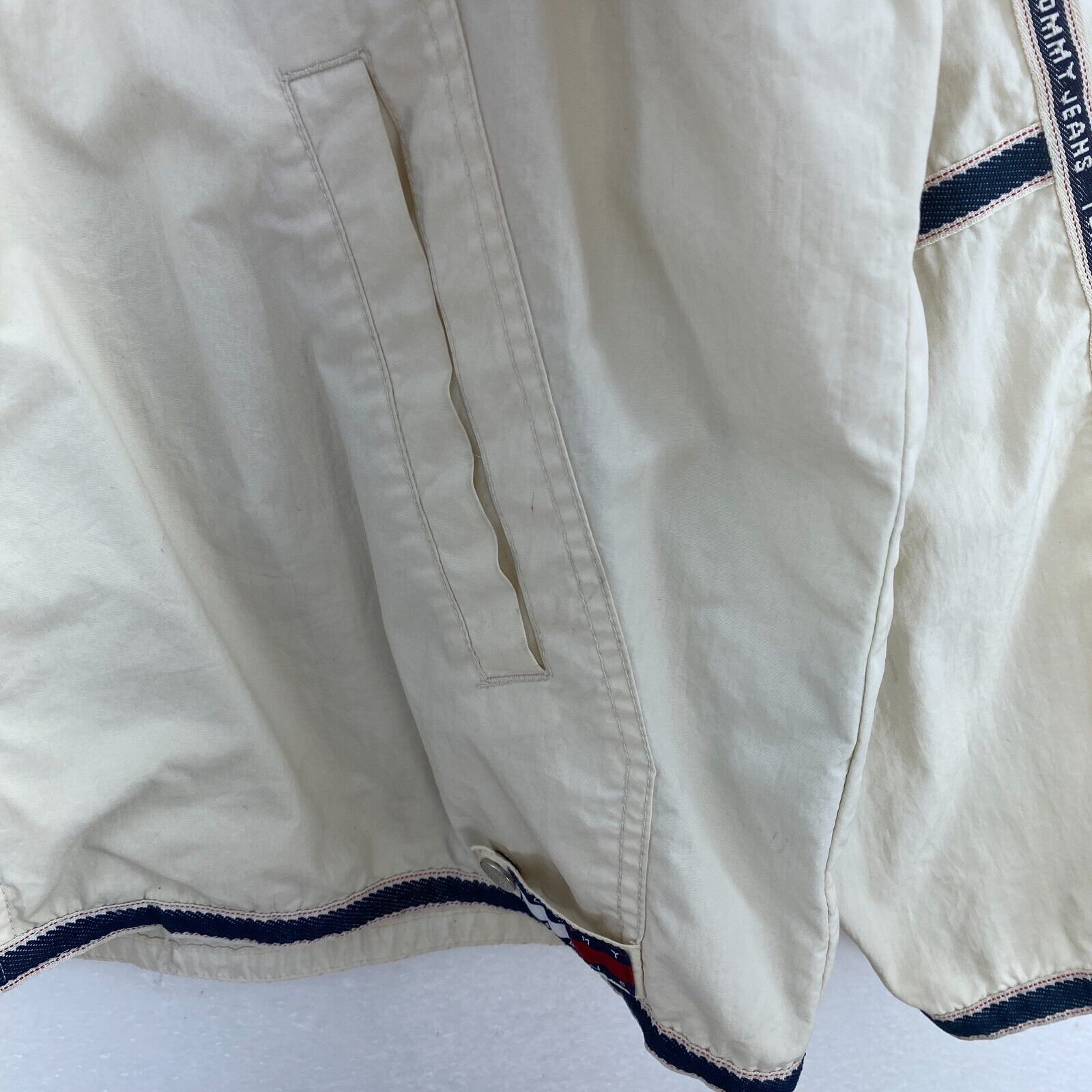 Tommy Hilfiger Full Zip Logo Ivory Light Jacket Size XL Windbreaker