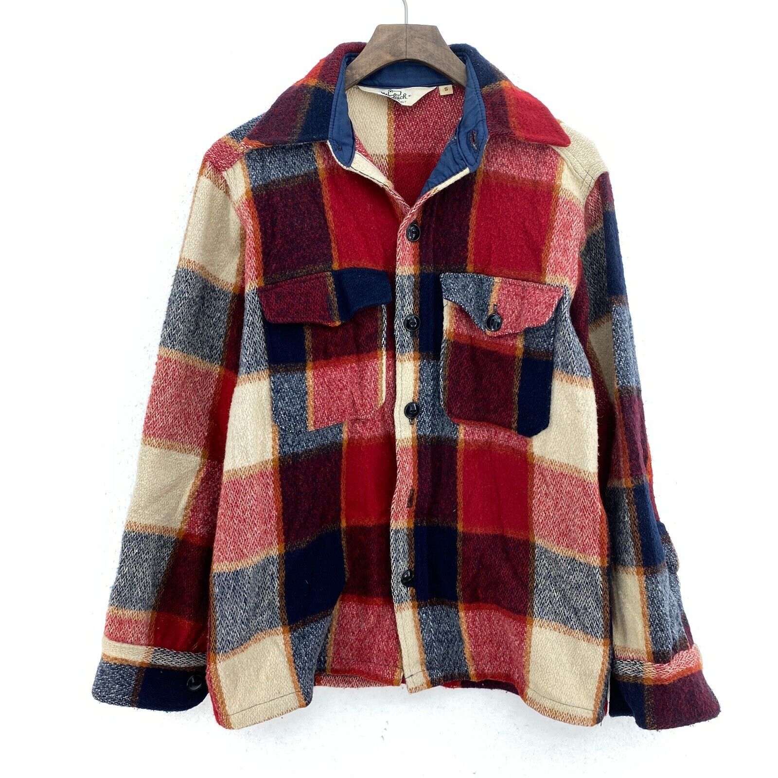 Vintage Woolrich Button Up Red Checked Double Pocket Flannel Shirt Size S