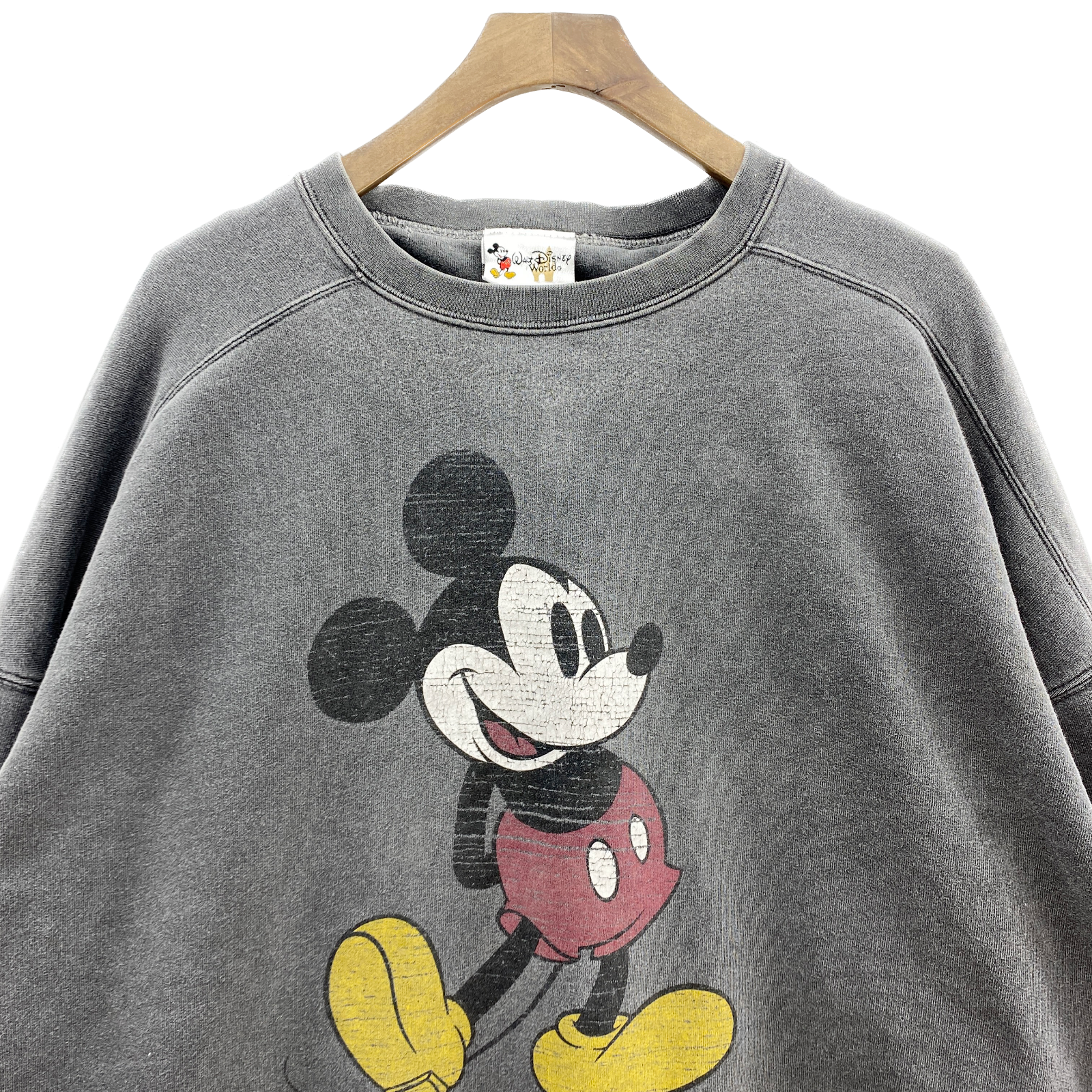 Vintage Disney Mickey Mouse Faded Look Gray Sweatshirt Size 2XL