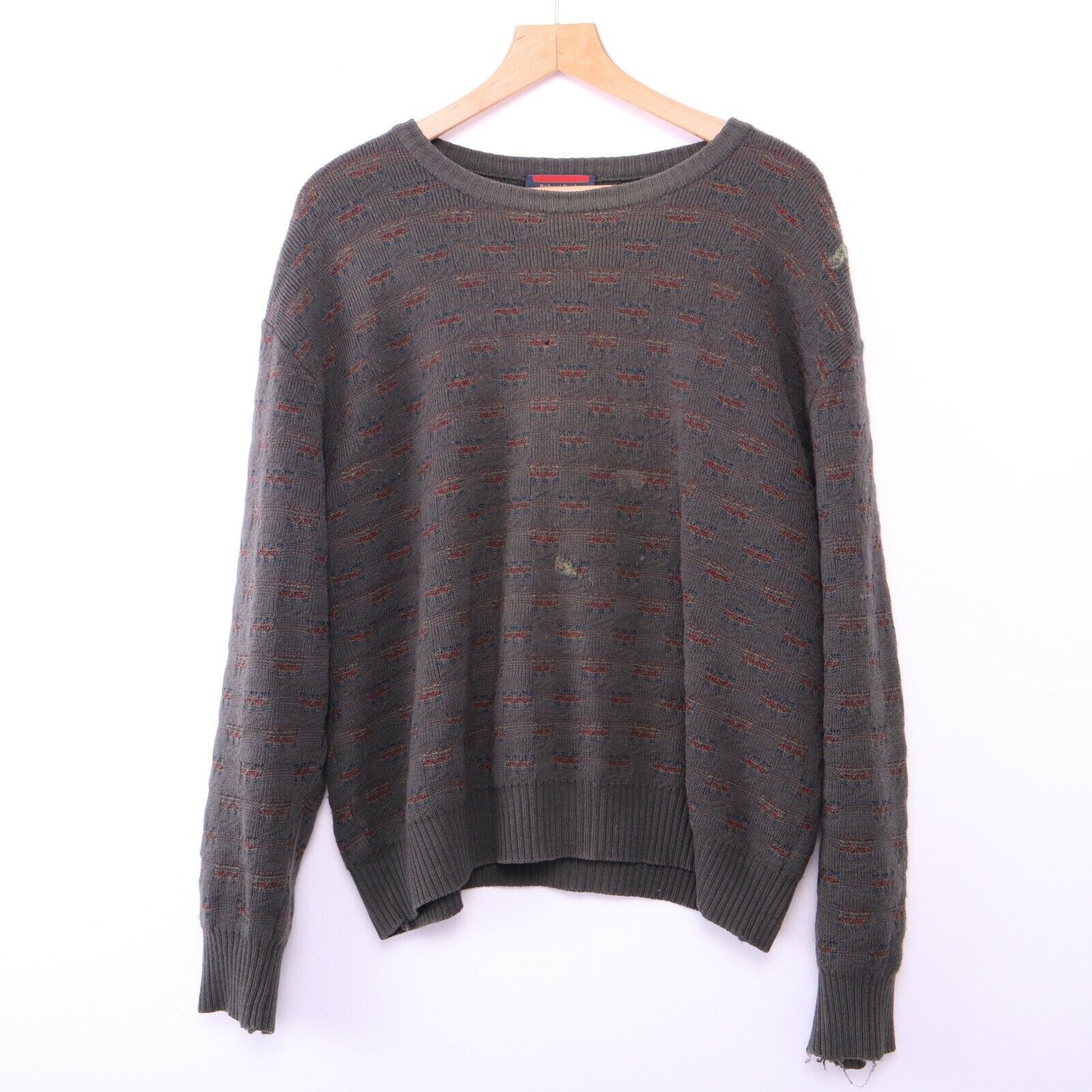 Wool Knit Gray Sweater Pullover Size XL Robert Banks