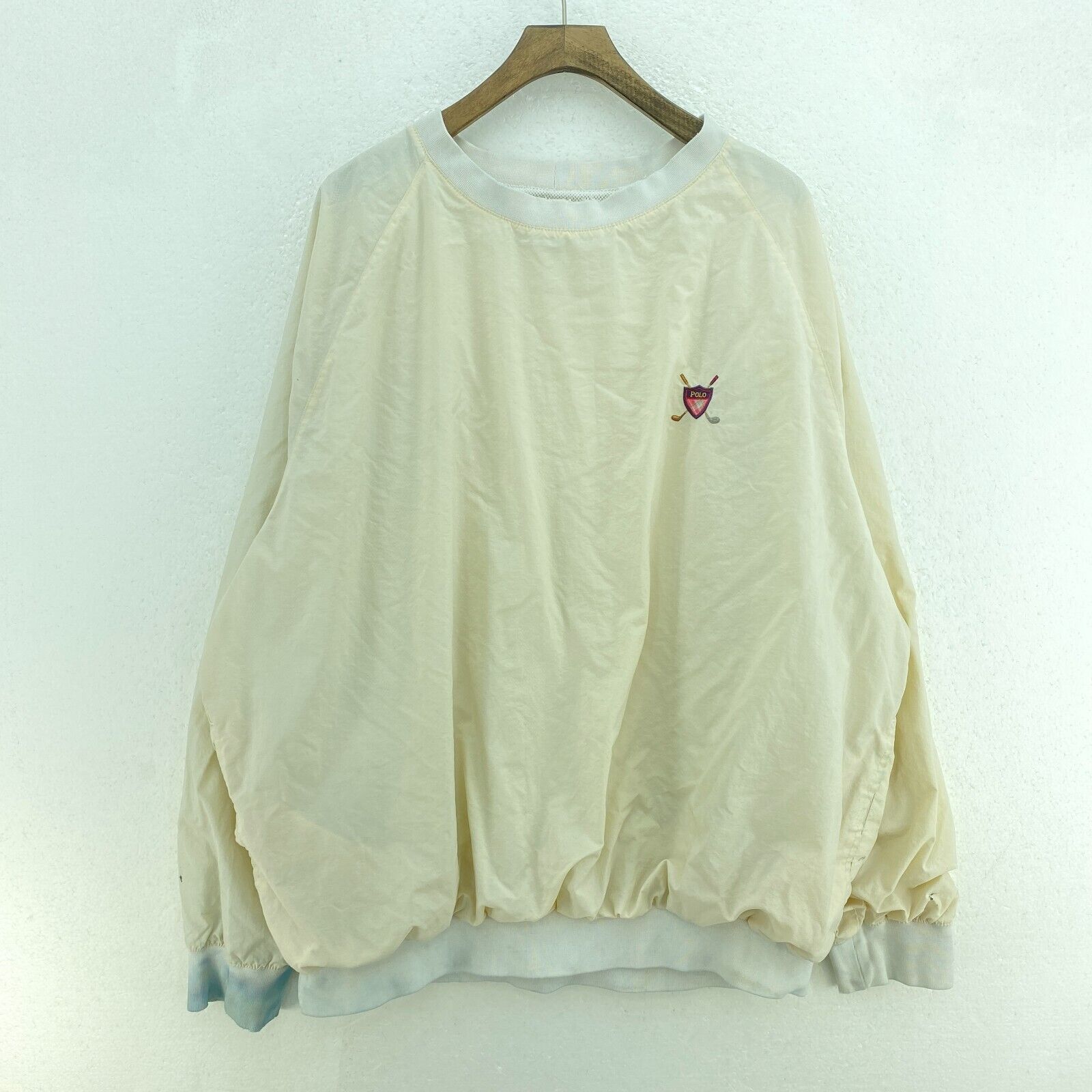 Polo By Ralph Lauren Logo Crew Neck Windbreaker White Jacket Size L
