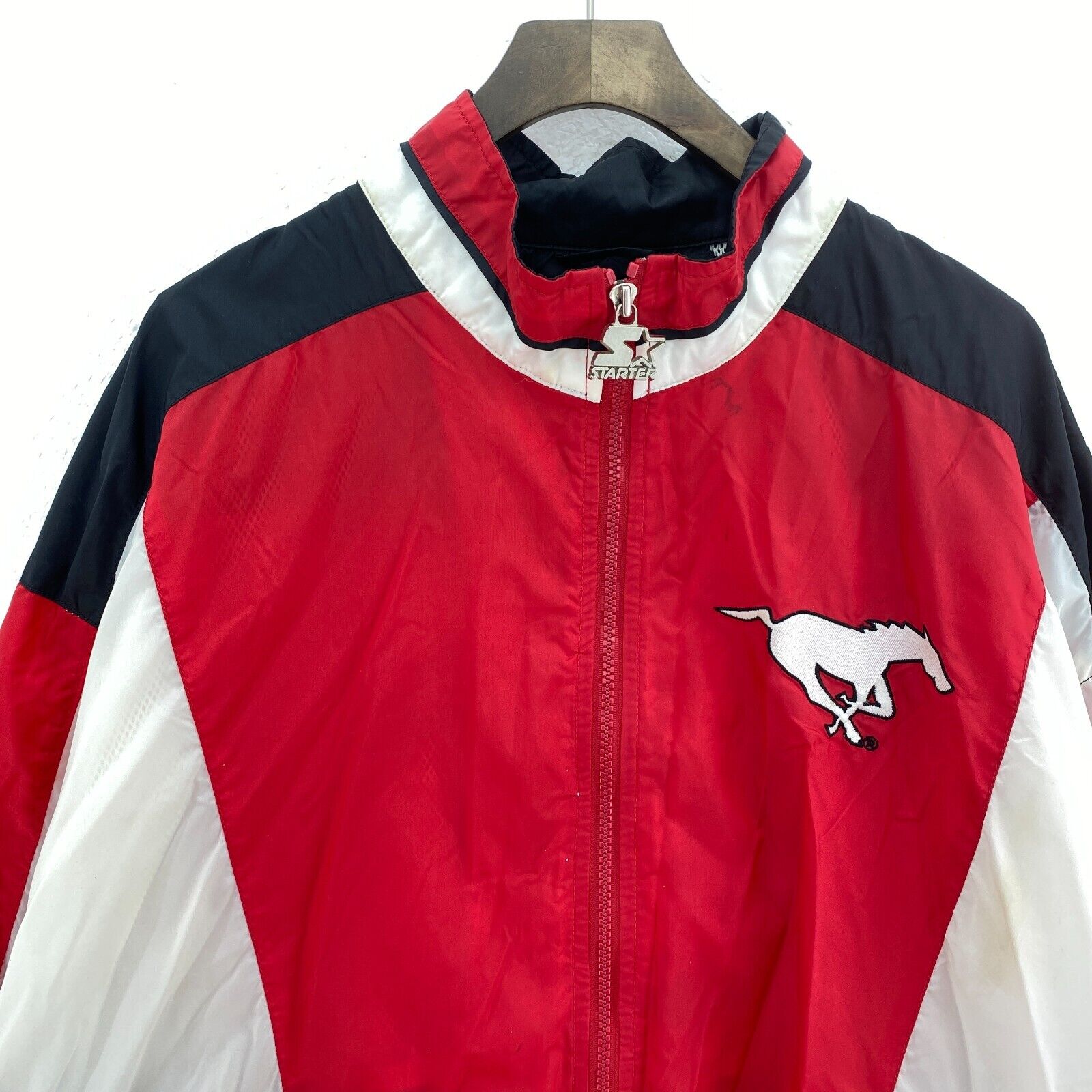 Vintage Starter Calgary Stampeders CFL Full Zip Red Track Jacket Size XL