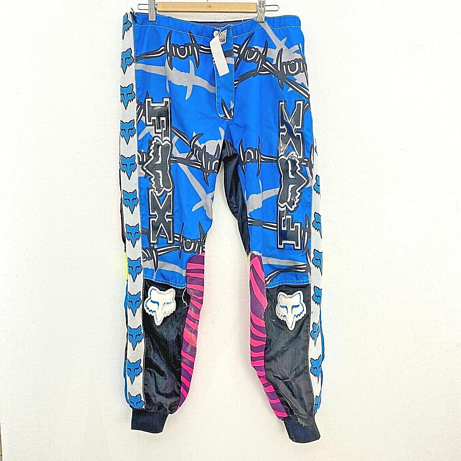 Fox Racing Image All Over Print Motocross Dirt Biking Blue Pants Size 36