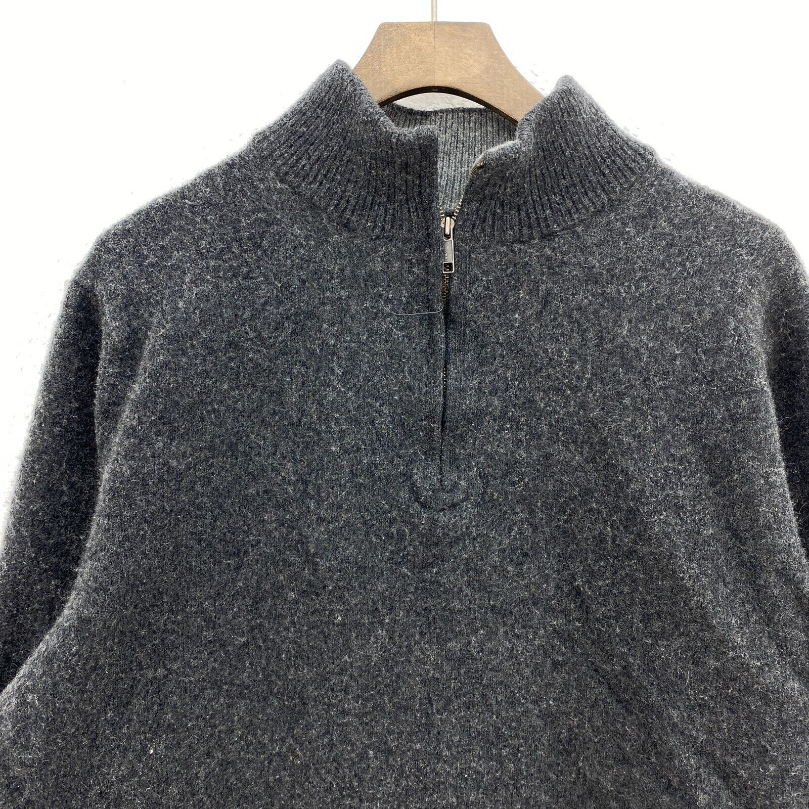Vintage Patagonia Quarter Zip Gray Wool Pullover Sweater Jacket Size XL