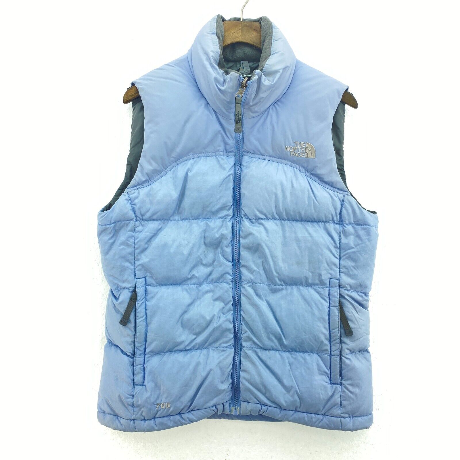 The North Face Women's Full Zip Nuptse Down 700 Series Vest Jacket Blue Size S
