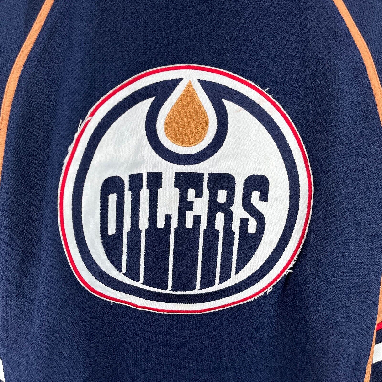Vintage Reebok Edmonton Oilers NHL Navy Blue Jersey Size M