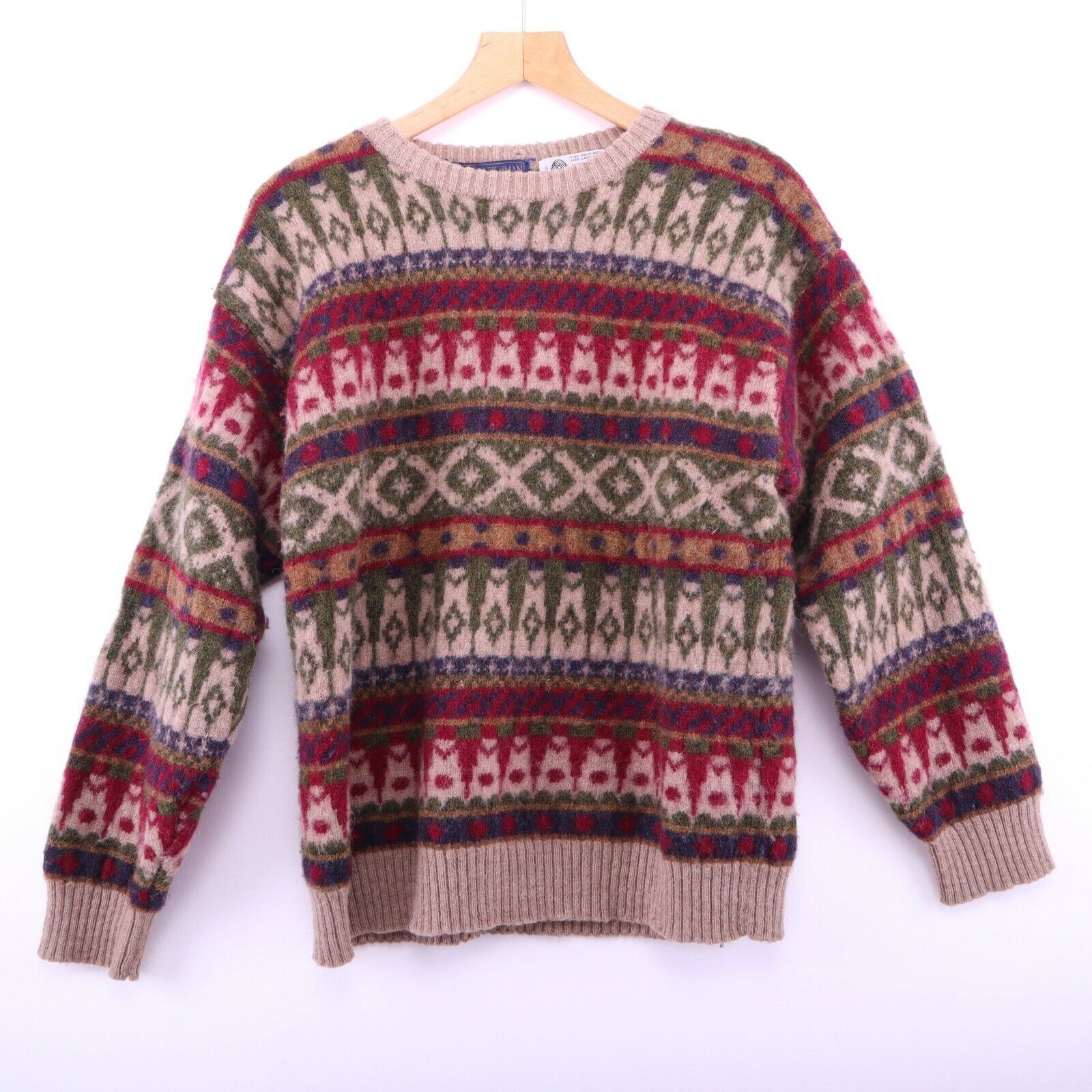 H.Leishman Women's Wool Knit Pullover Sweater Size Large Red 90s