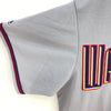 Washington Nationals MLB Spell Out Logo Gray Button Up V-Neck Jersey Size L