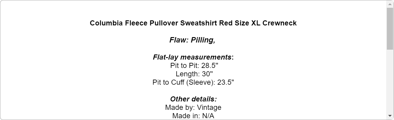 Columbia Fleece Pullover Sweatshirt Red Size XL Crewneck