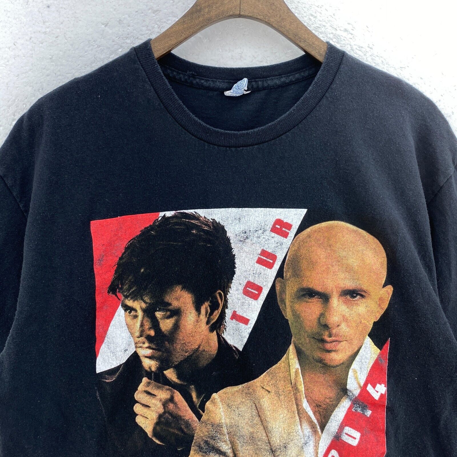 Enrique Iglesias Pitbull 2014 Tour Music Graphic Print Black T-shirt Size L