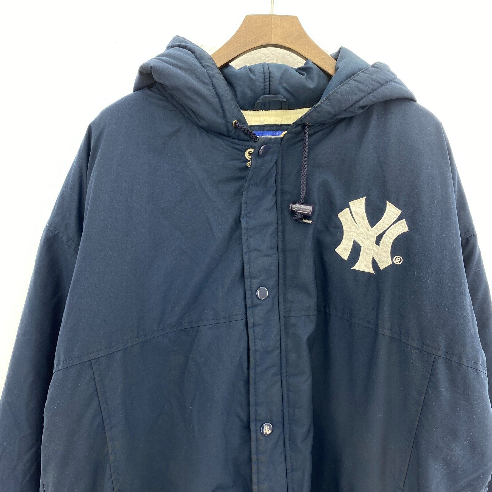 Starter New York Yankees Logo MLB Navy Blue Hooded Jacket Size L