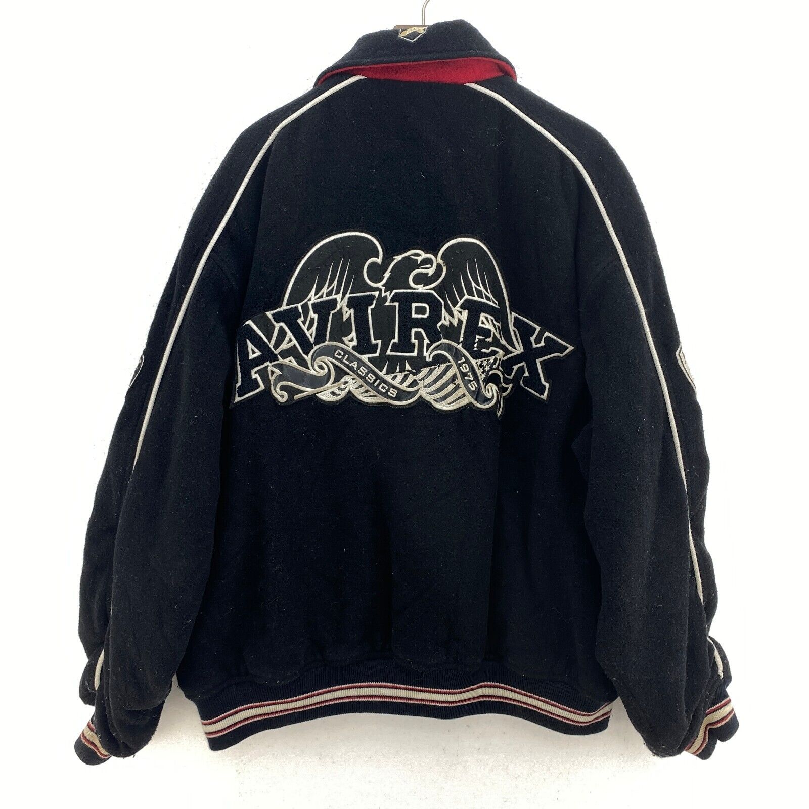Vintage Avirex USA Varsity College Full Zip Bomber Jacket Black Size 2XL