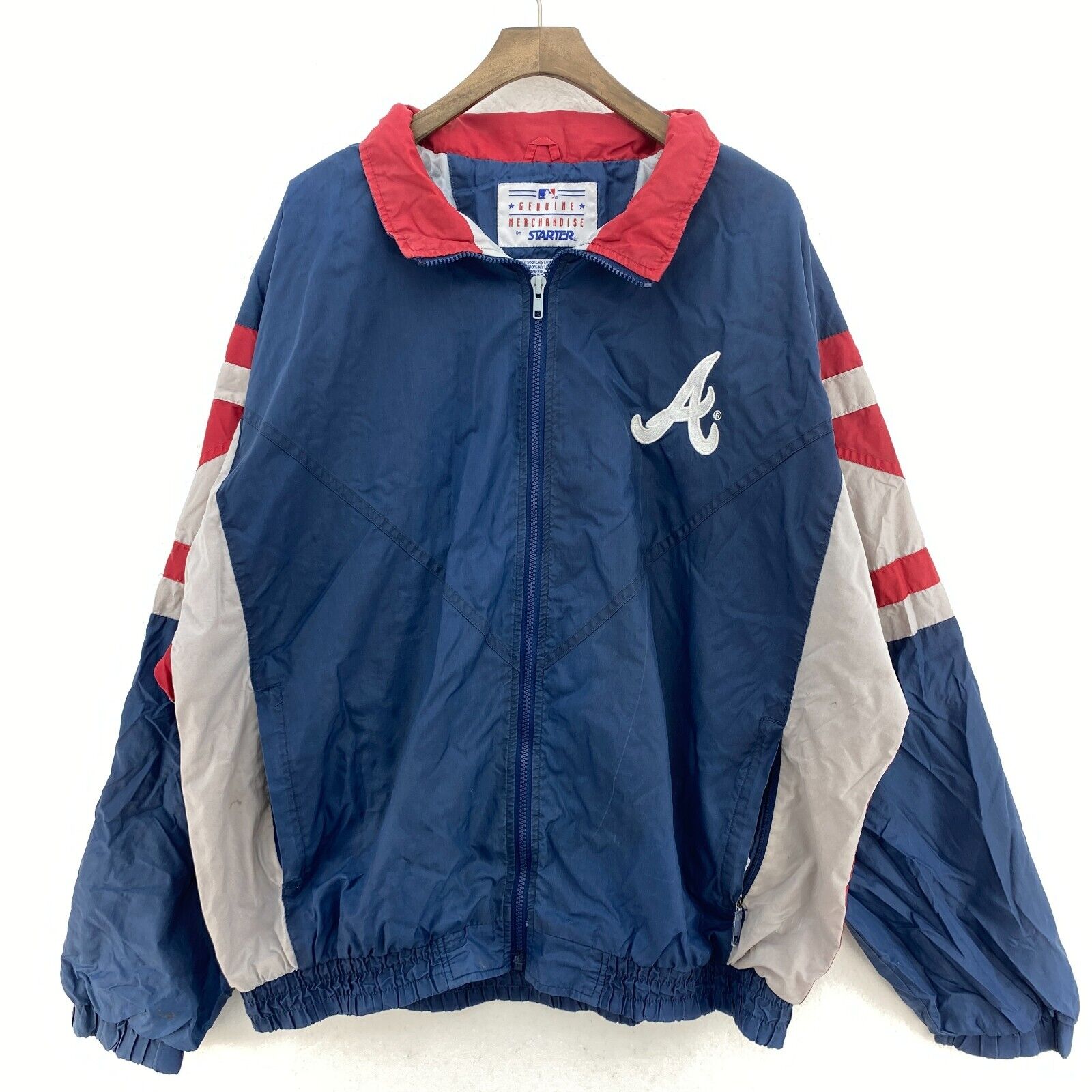 Vintage Starter Atlanta Braves MLB Full Zip Navy Blue Jacket Size XL