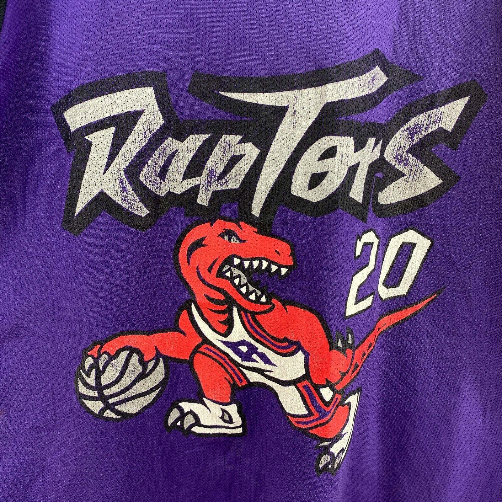 Champion Damon Stoudamire 20 Toronto Raptors Purple Jersey Size 44 Sleeveless