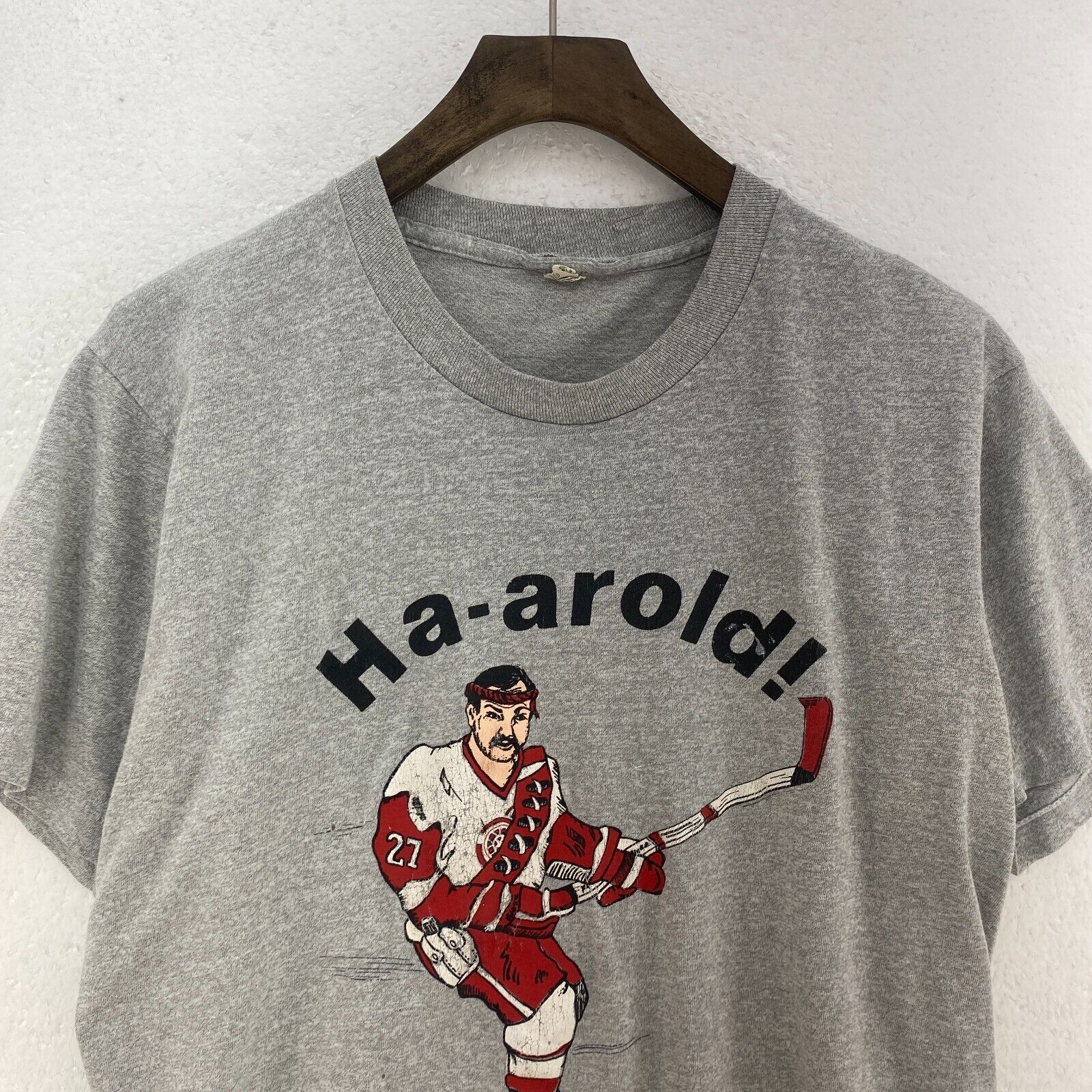 Ha-arold 27 Ice Hockey Gray T-shirt Size L Single Stitch Tee