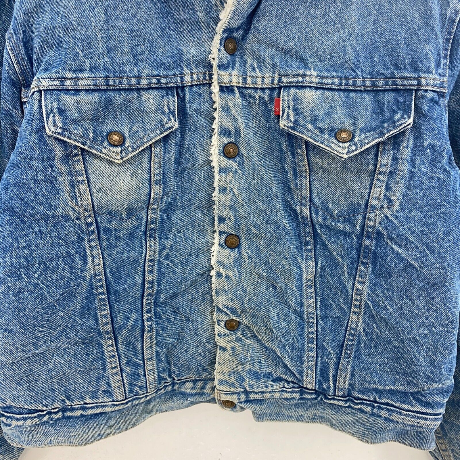 Levi's Sherpa Denim Blue Medium Wash Size 46 Snap Up