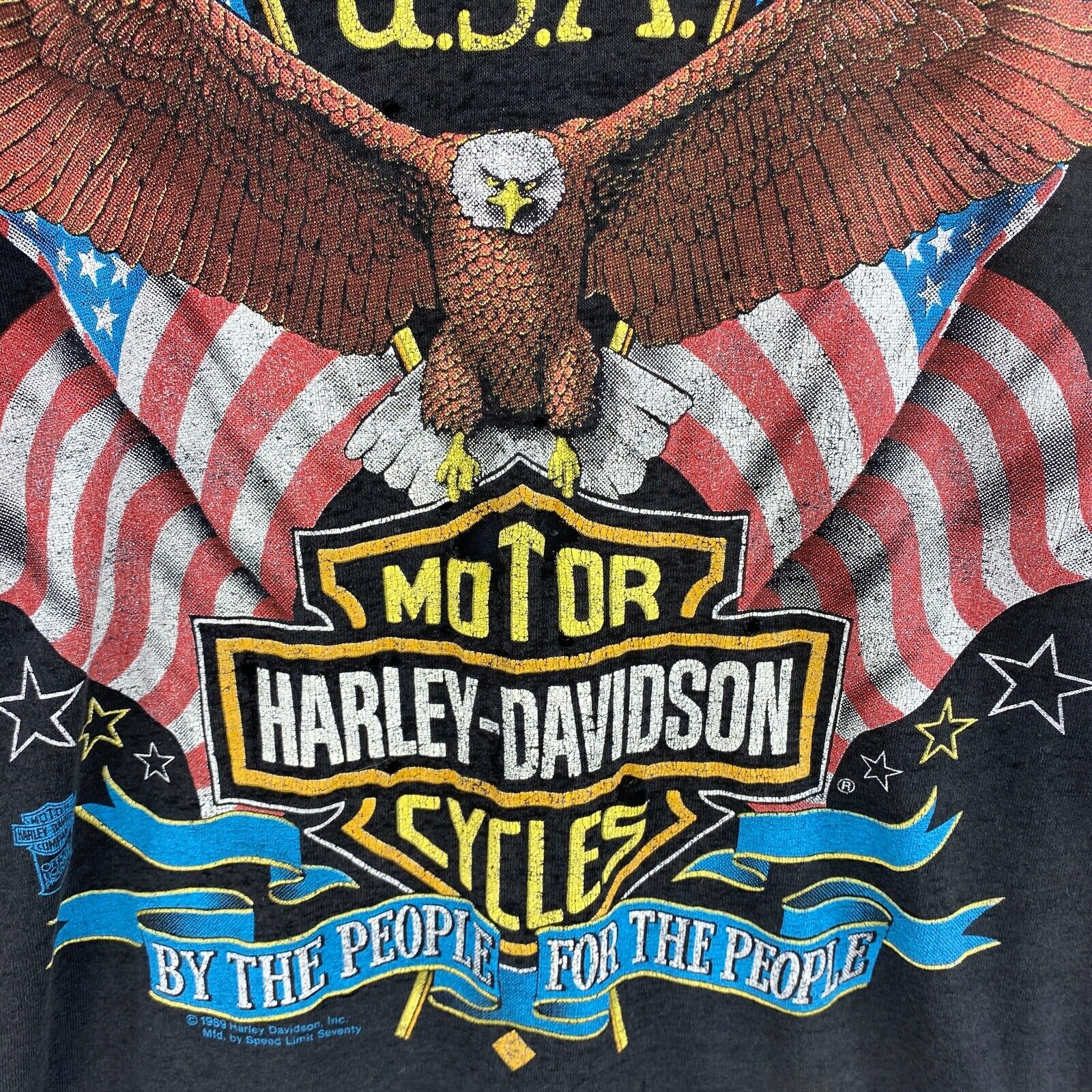Harley Davidson Motorcycles 1989 Biker Black T-shirt Size M Single Stitch