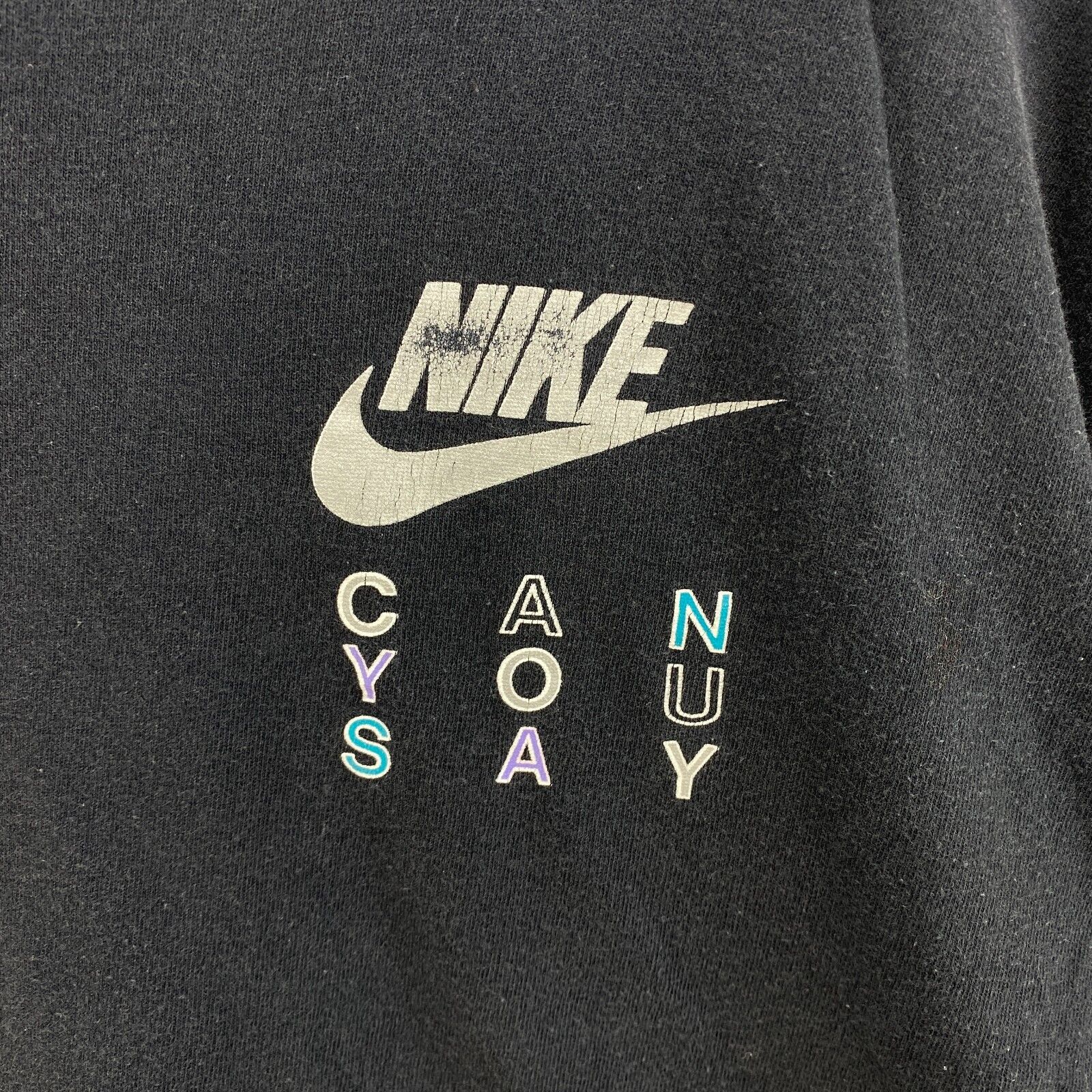 Nike Swoosh Logo Can You Say Black T-shirt Size L