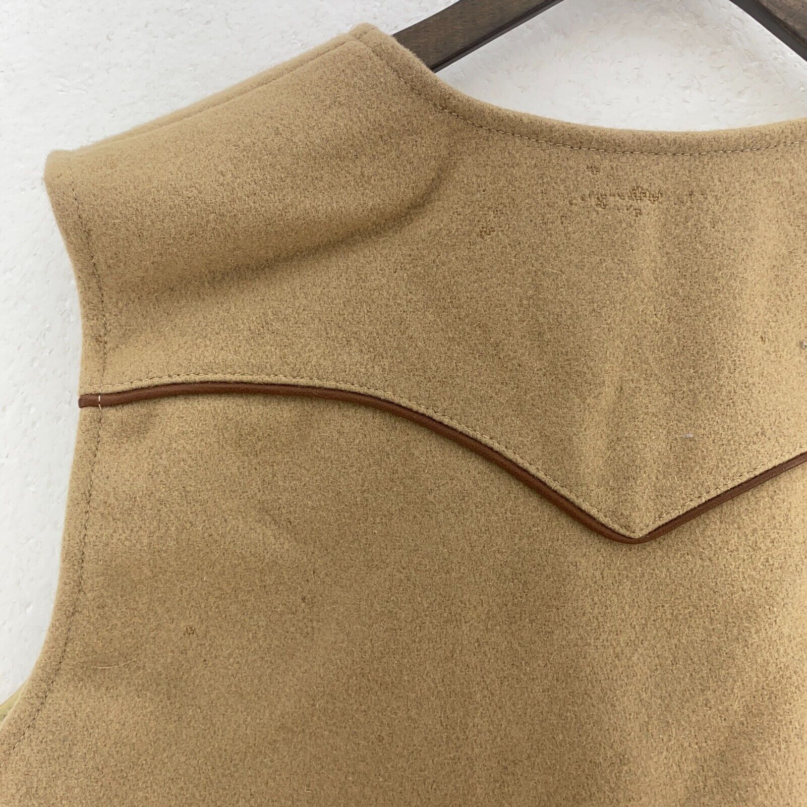 Vintage Wool Beige Snapped Vest Jacket Size L