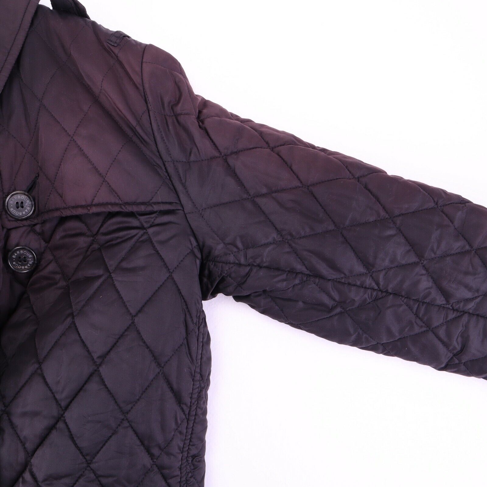 Barbour Valerie Trench Quilt Black Jacket Size 8