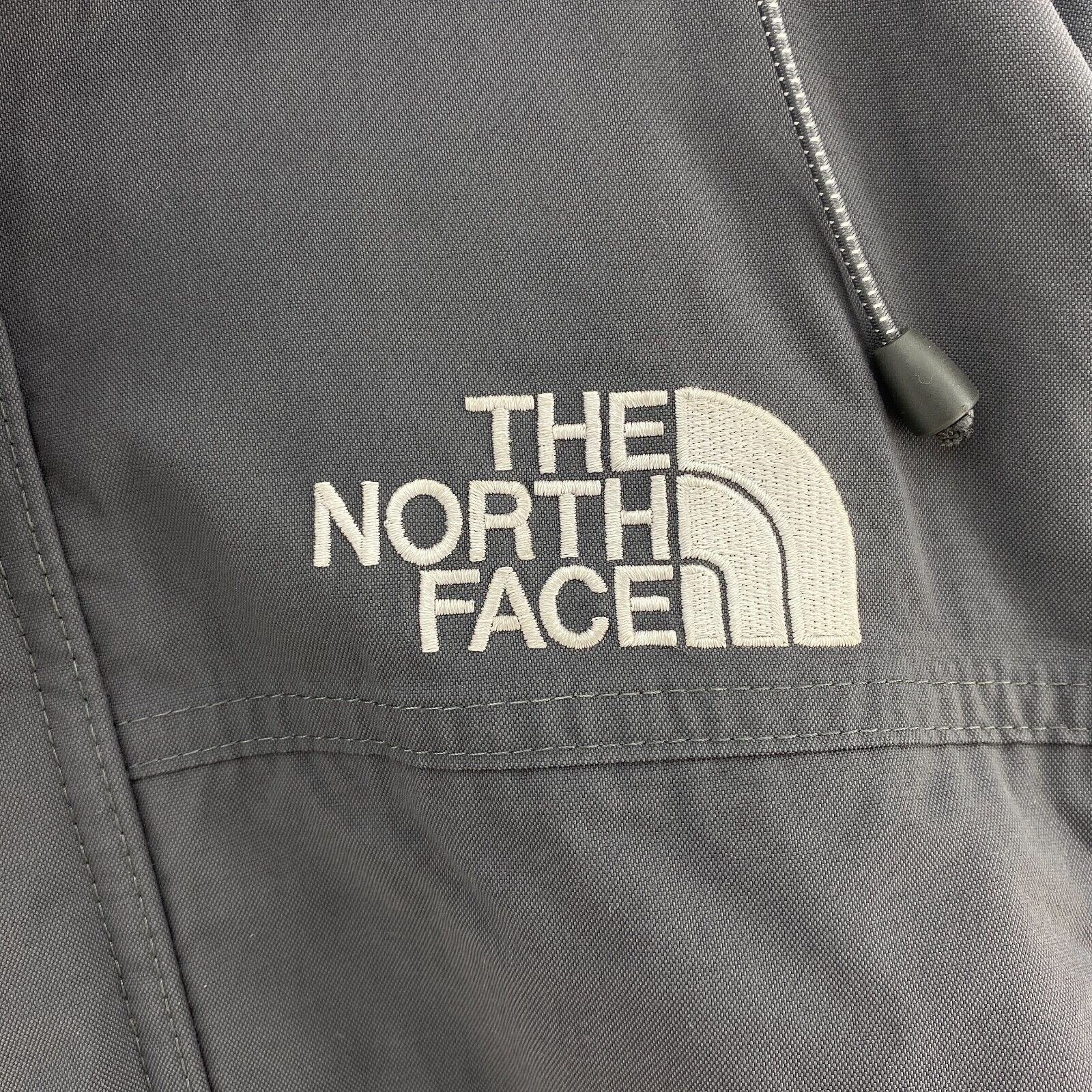 The North Face Hyvent Logo Full Zip Hooded Gray Insulated Long Jacket Size L
