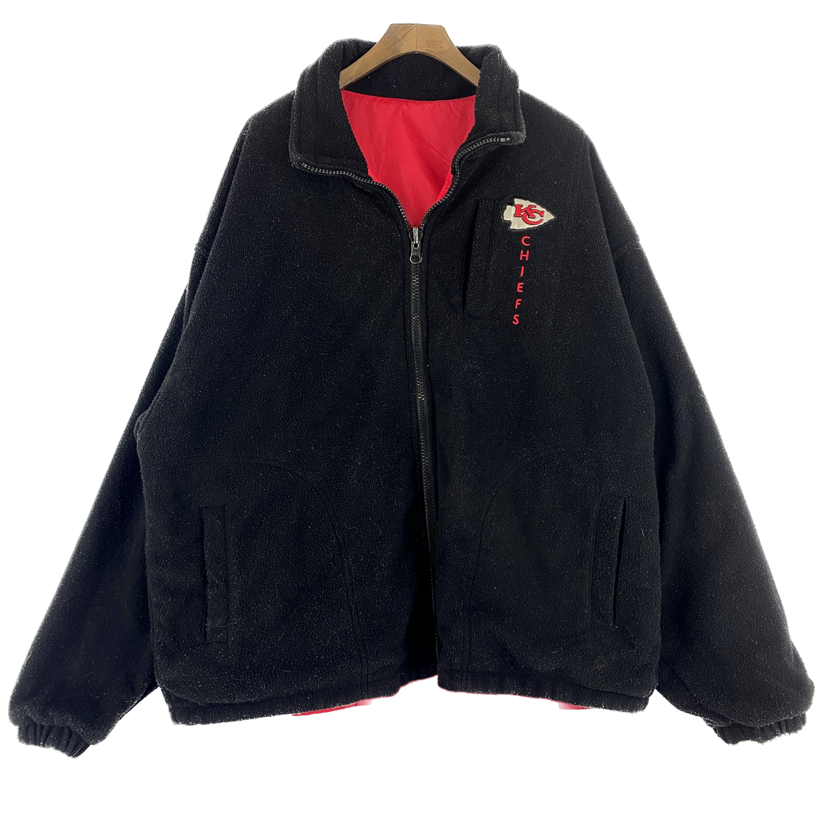 Vintage Reversible Kansas Chiefs NFL Full Zip Black Fleece Jacket Size L