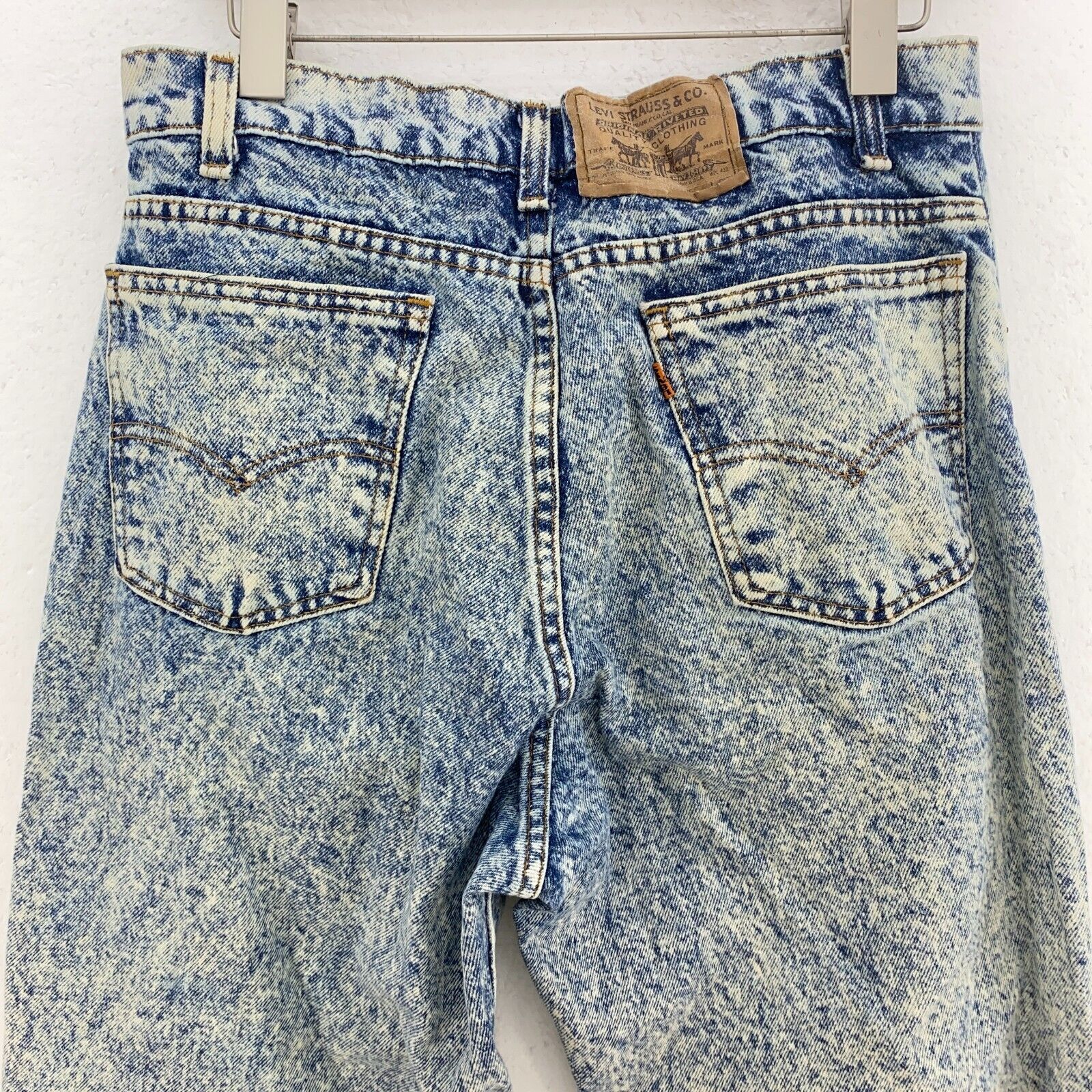 Levi Strauss Orange Tab Blue Acid Wash Jeans Size 34 x 30