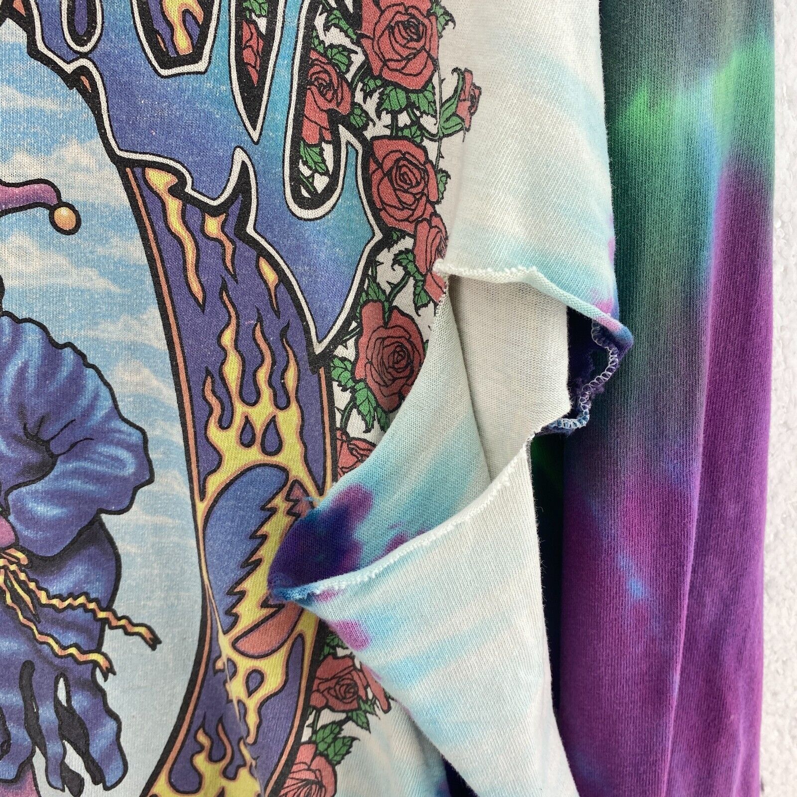 Liquid Blue 1993 Grateful Dead Multicolor White T-shirt Long Sleeve Size L