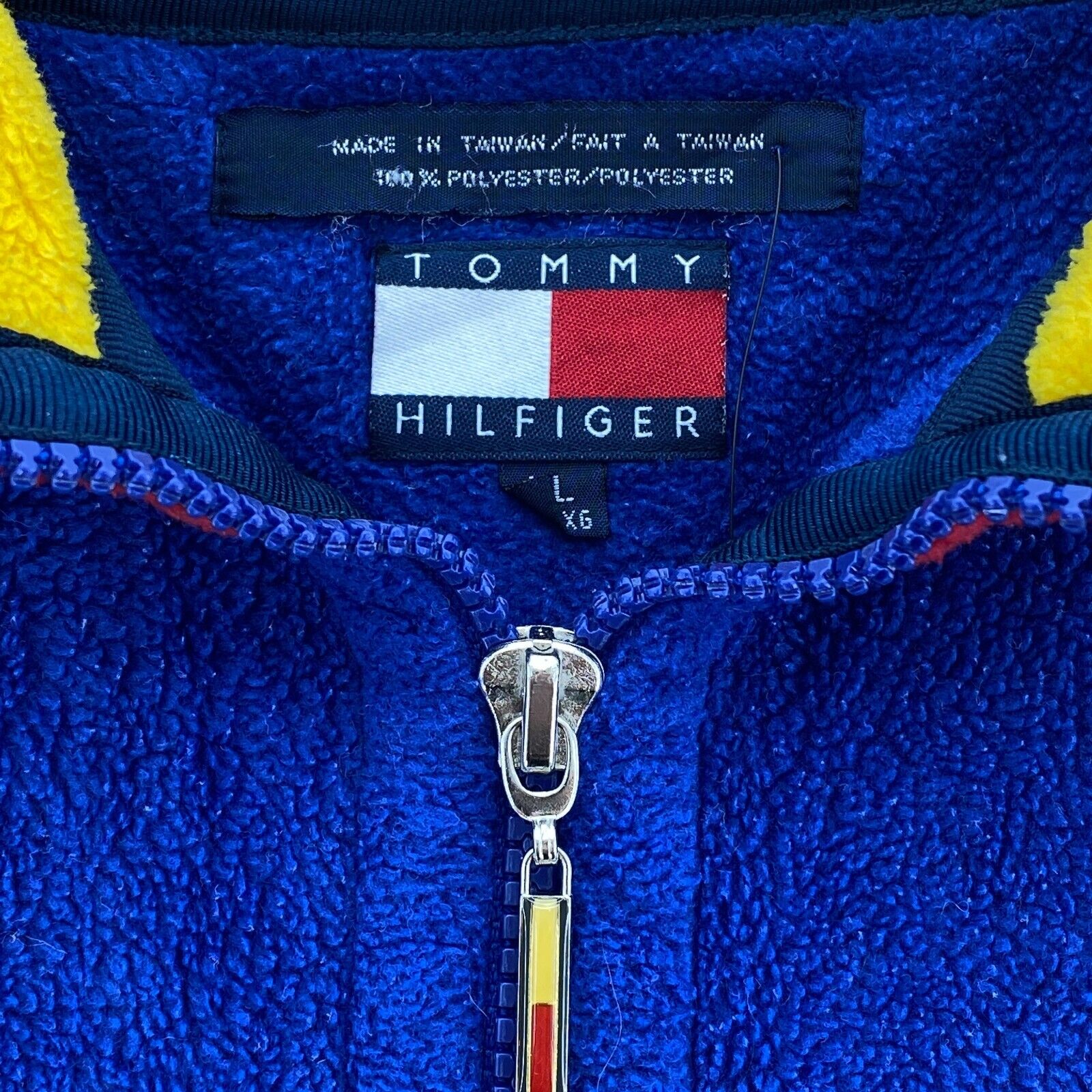 Tommy Hilfiger Quarter Zip Blue Fleece Pullover Jacket Size XL