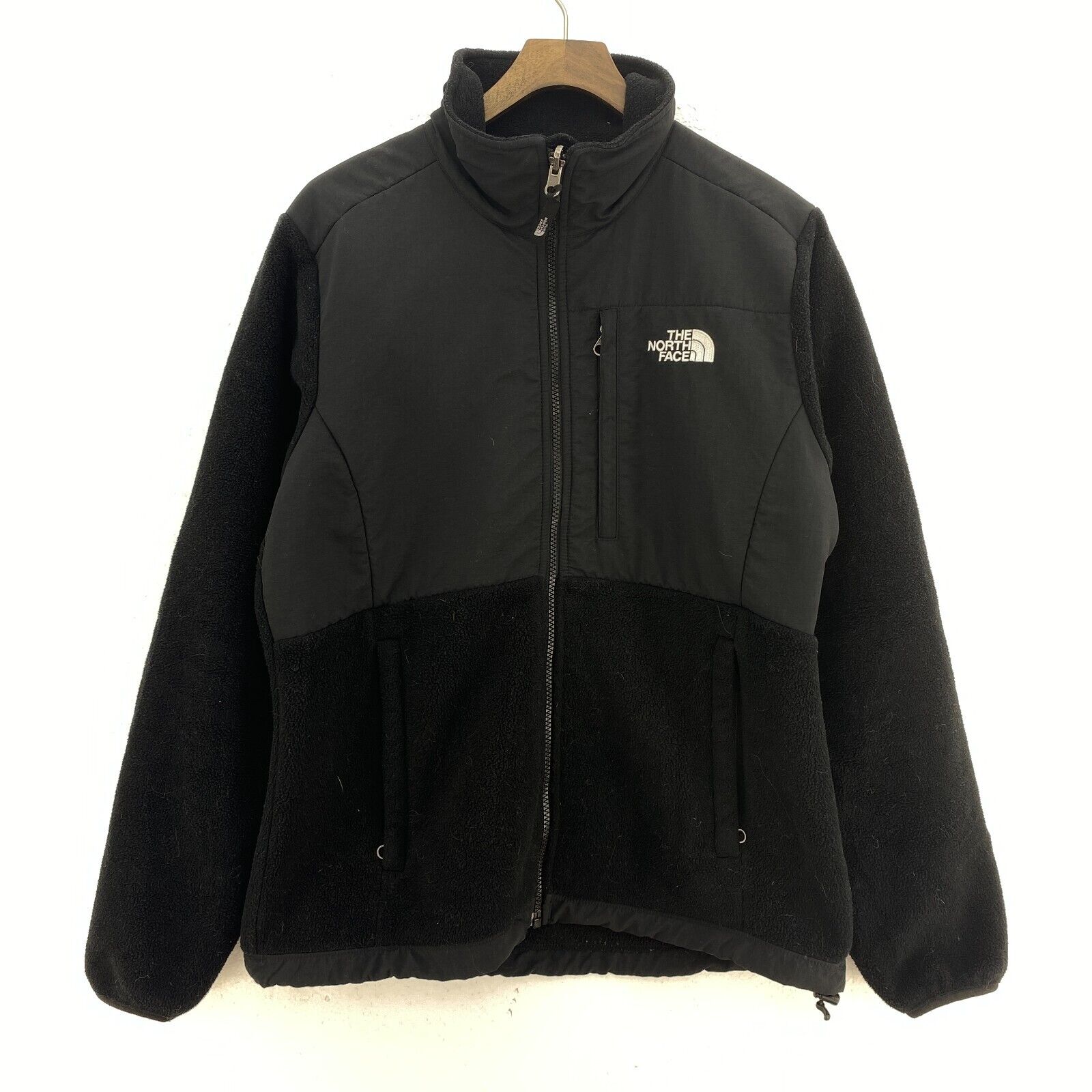 Women's The North Face Zip Pockets Fleece Jacket Full Zip Size M Black
