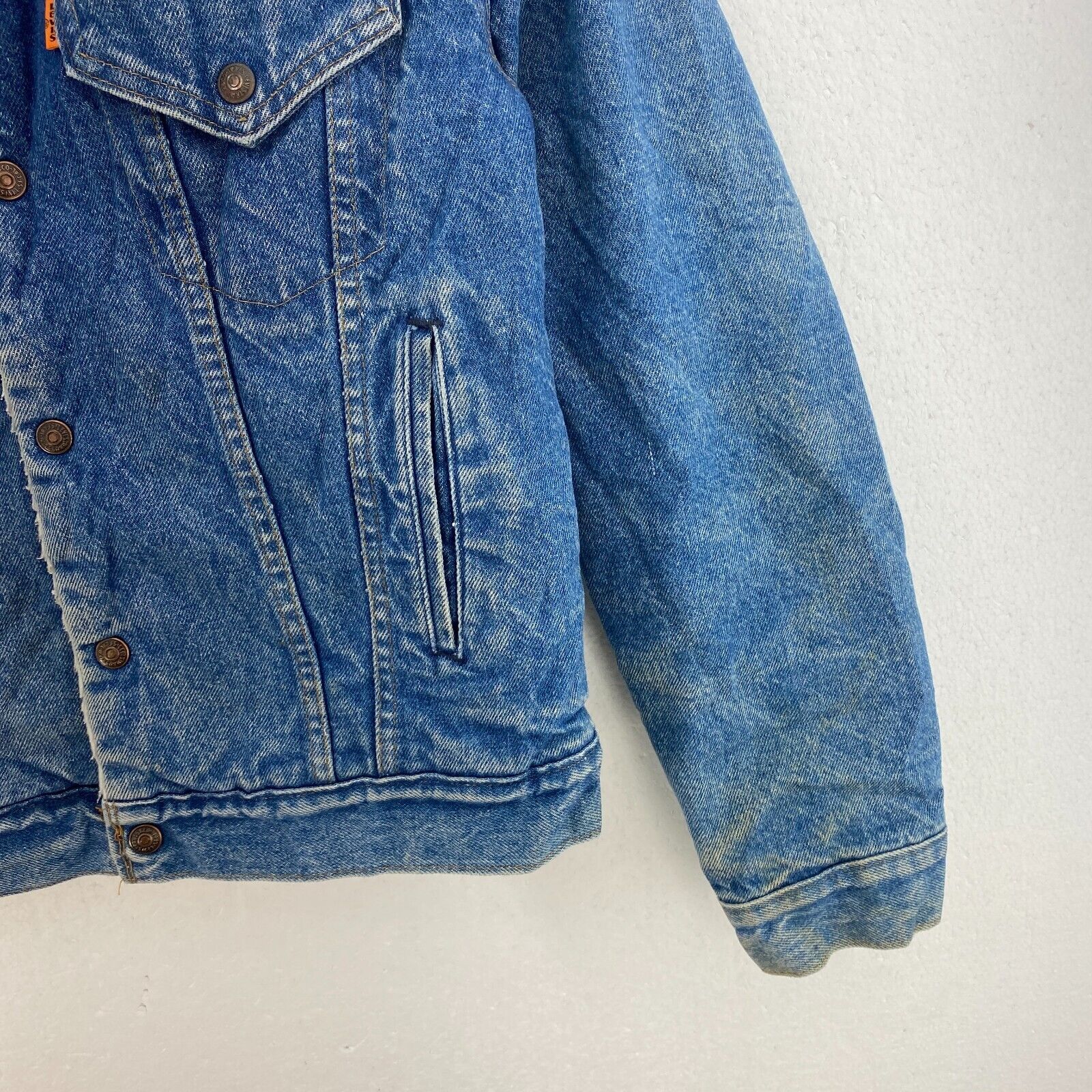 Levi's Orange Tab Sherpa Denim Blue Medium Wash Size 40 Snap Up